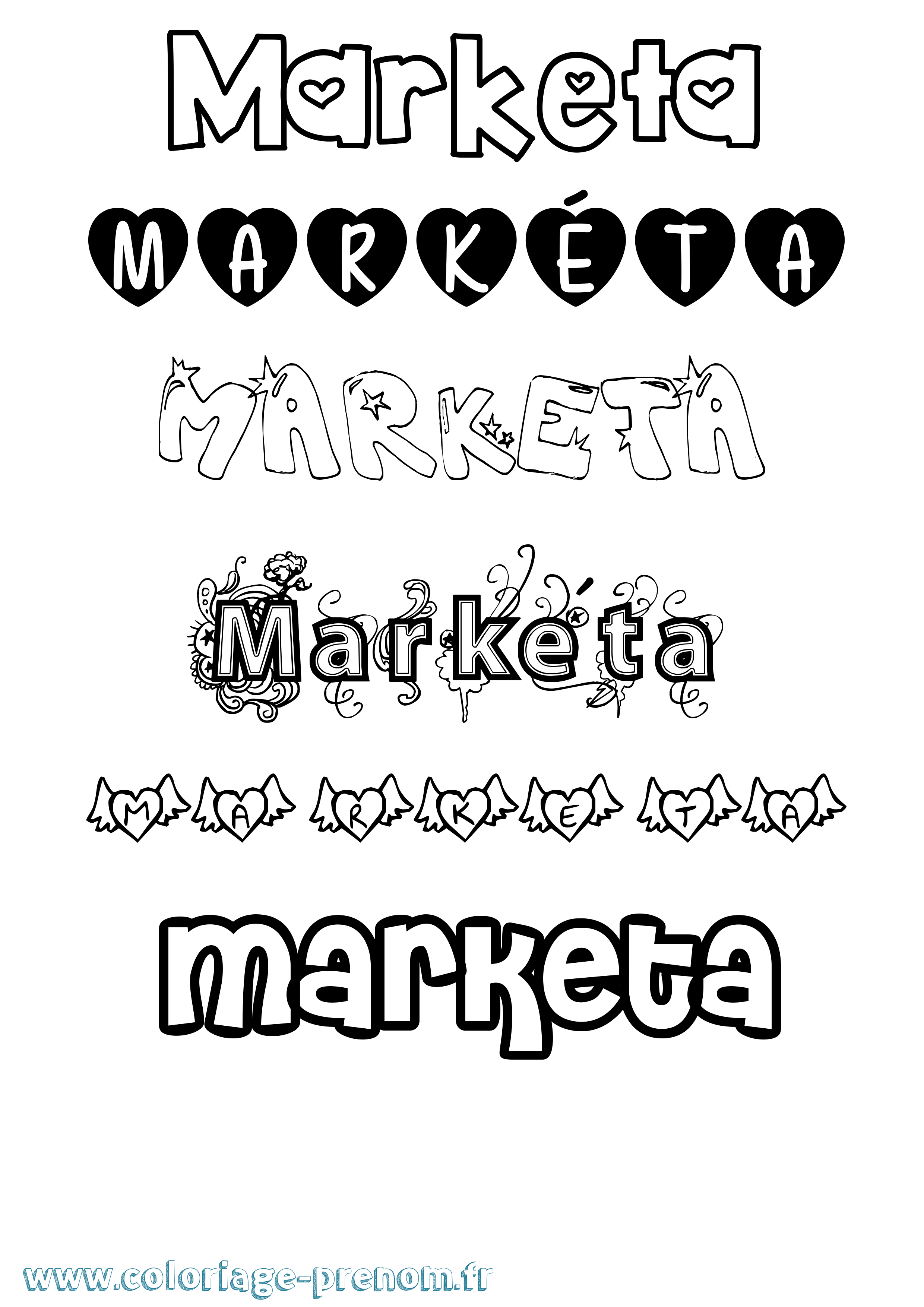 Coloriage Markéta Girly Coloriage prénom Markéta Girly