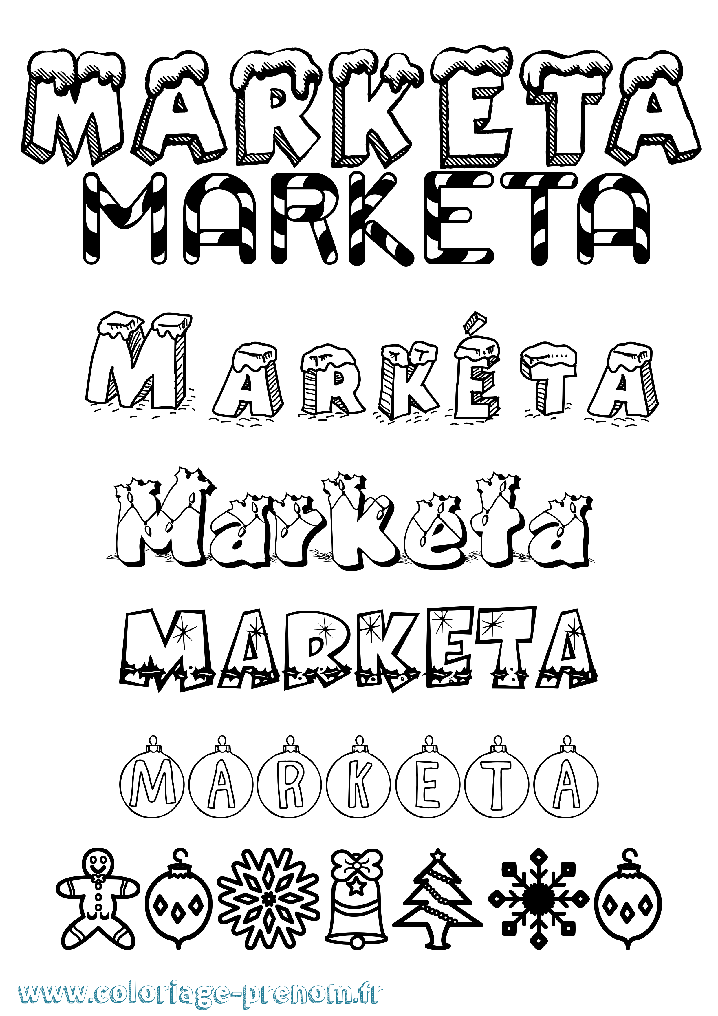 Coloriage Markéta Noël Coloriage prénom Markéta Noël