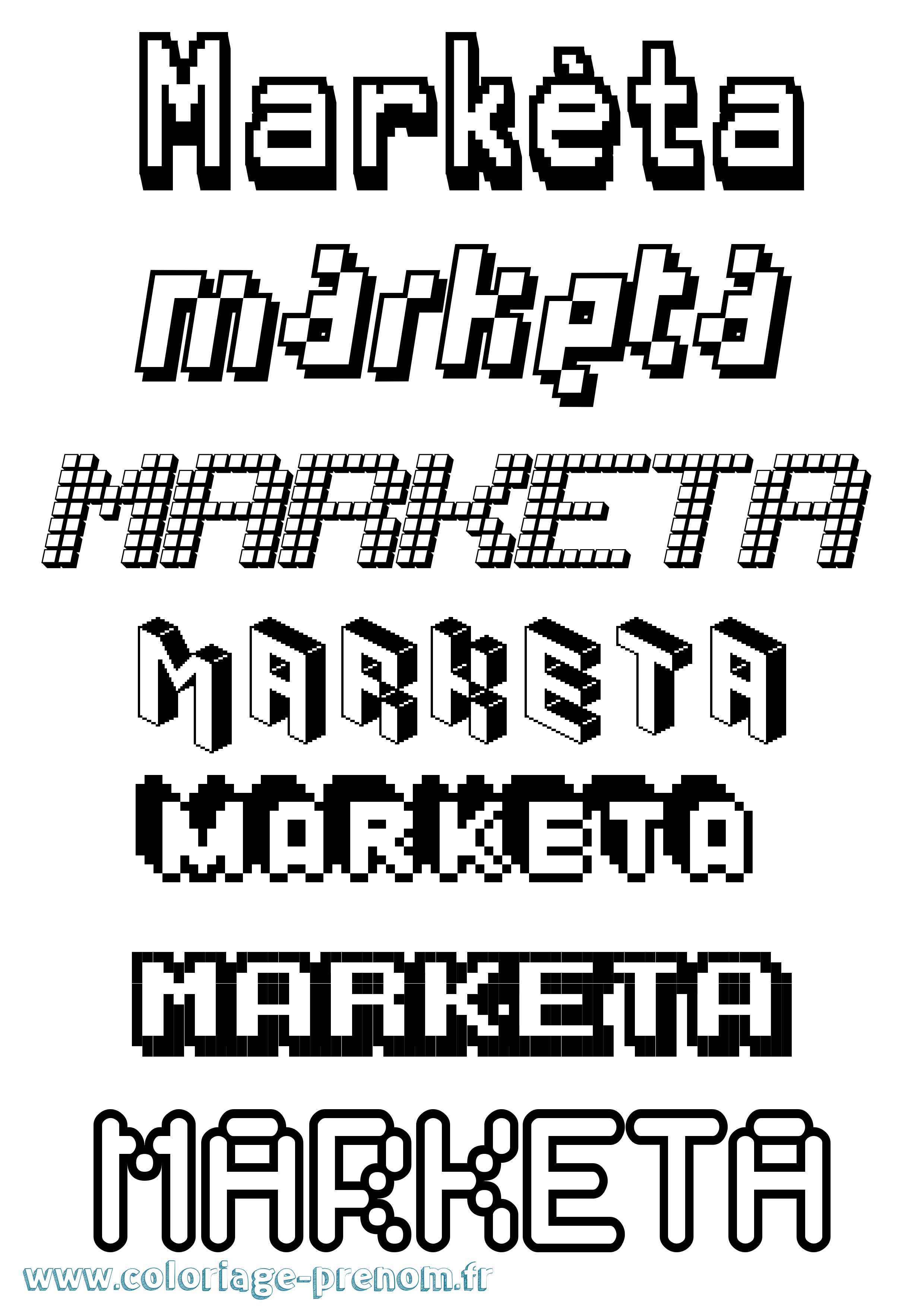 Coloriage Markéta Pixel Coloriage prénom Markéta Pixel