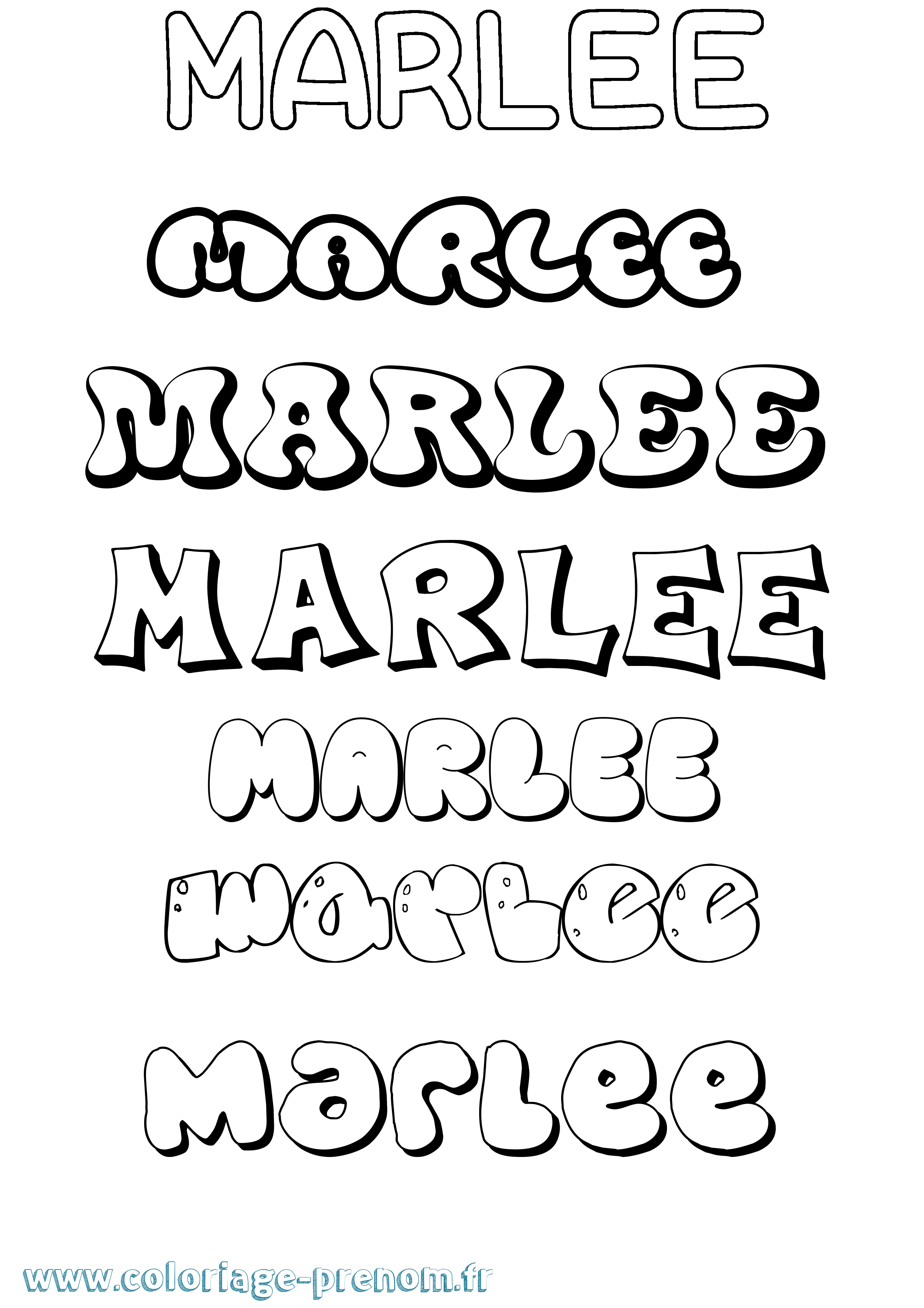 Coloriage Marlee Bubble Coloriage prénom Marlee Bubble