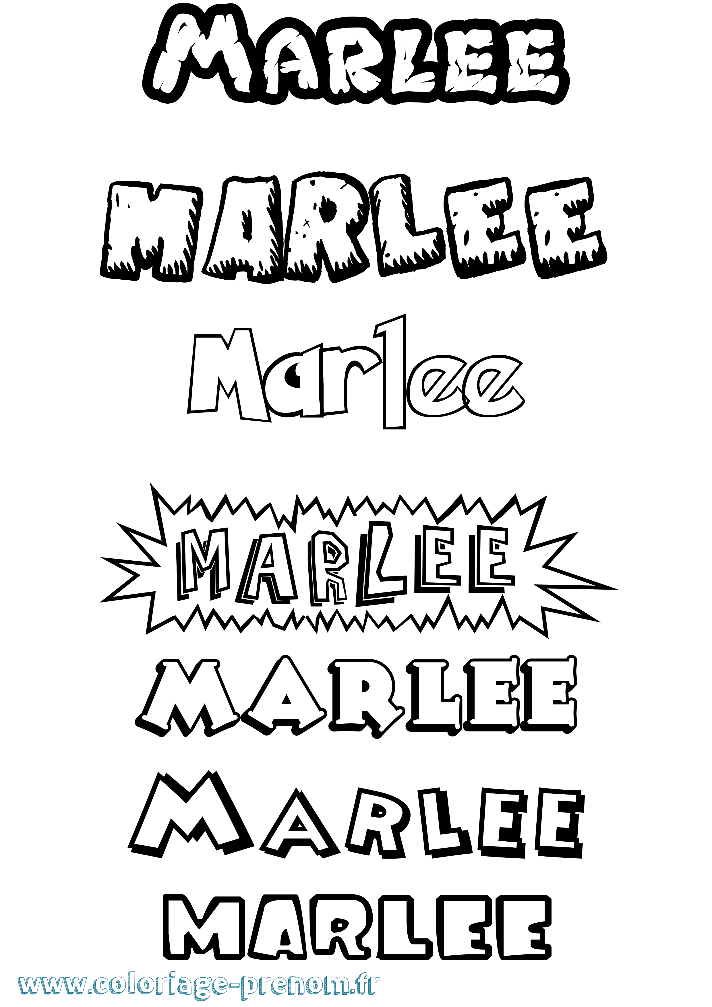Coloriage Marlee Dessin Animé Coloriage prénom Marlee Dessin Animé