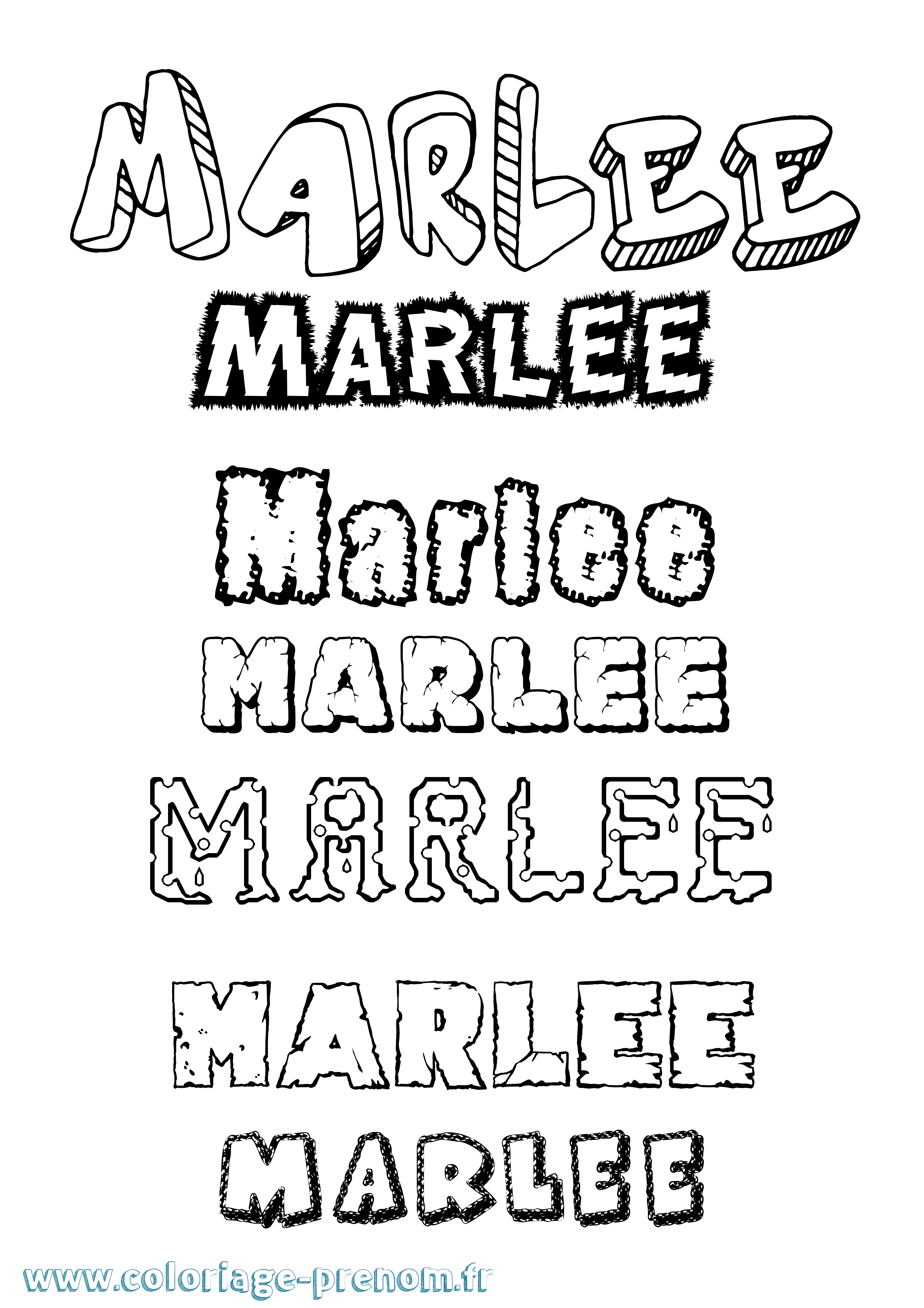 Coloriage Marlee Destructuré Coloriage prénom Marlee Destructuré