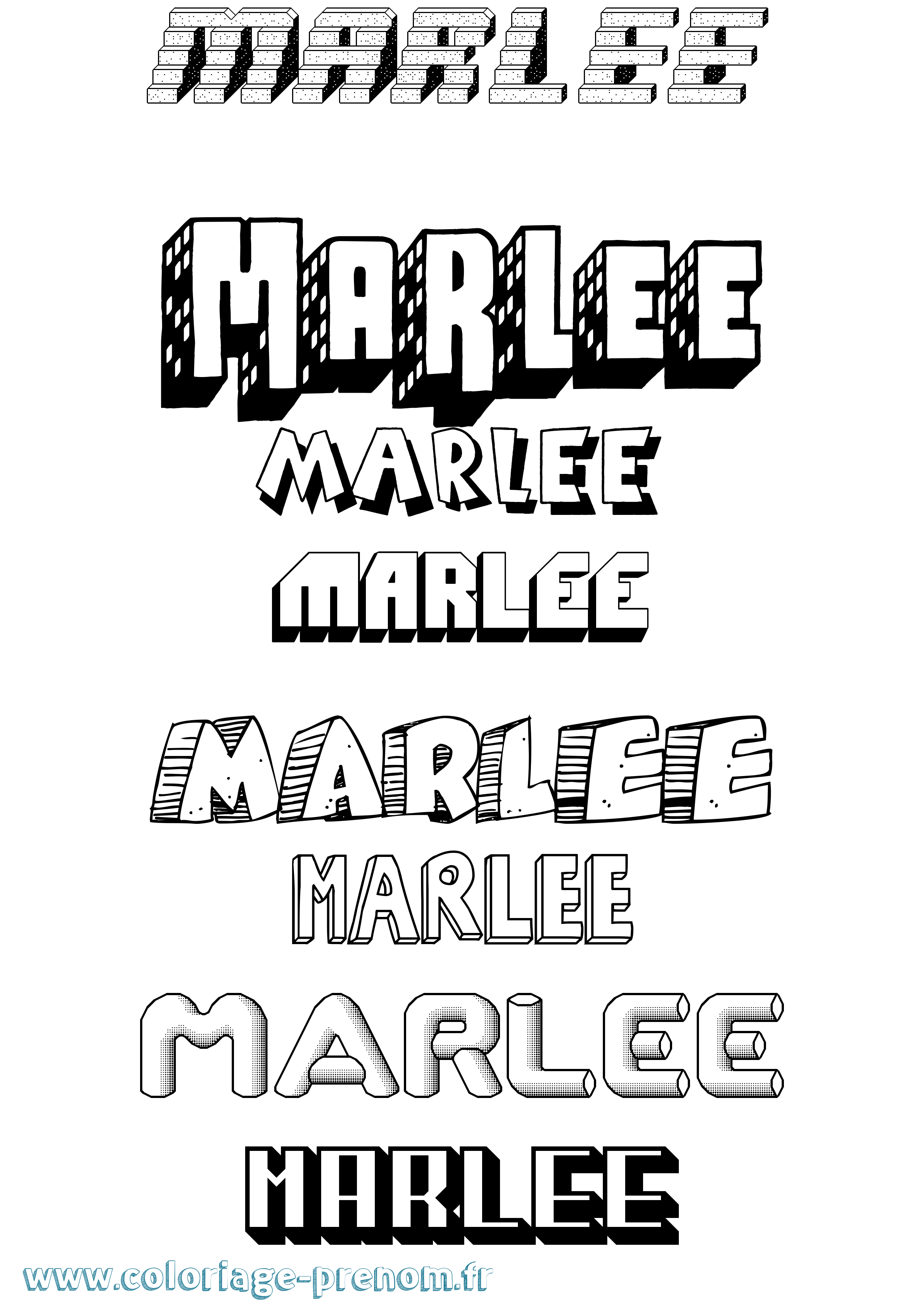Coloriage Marlee Effet 3D Coloriage prénom Marlee Effet 3D