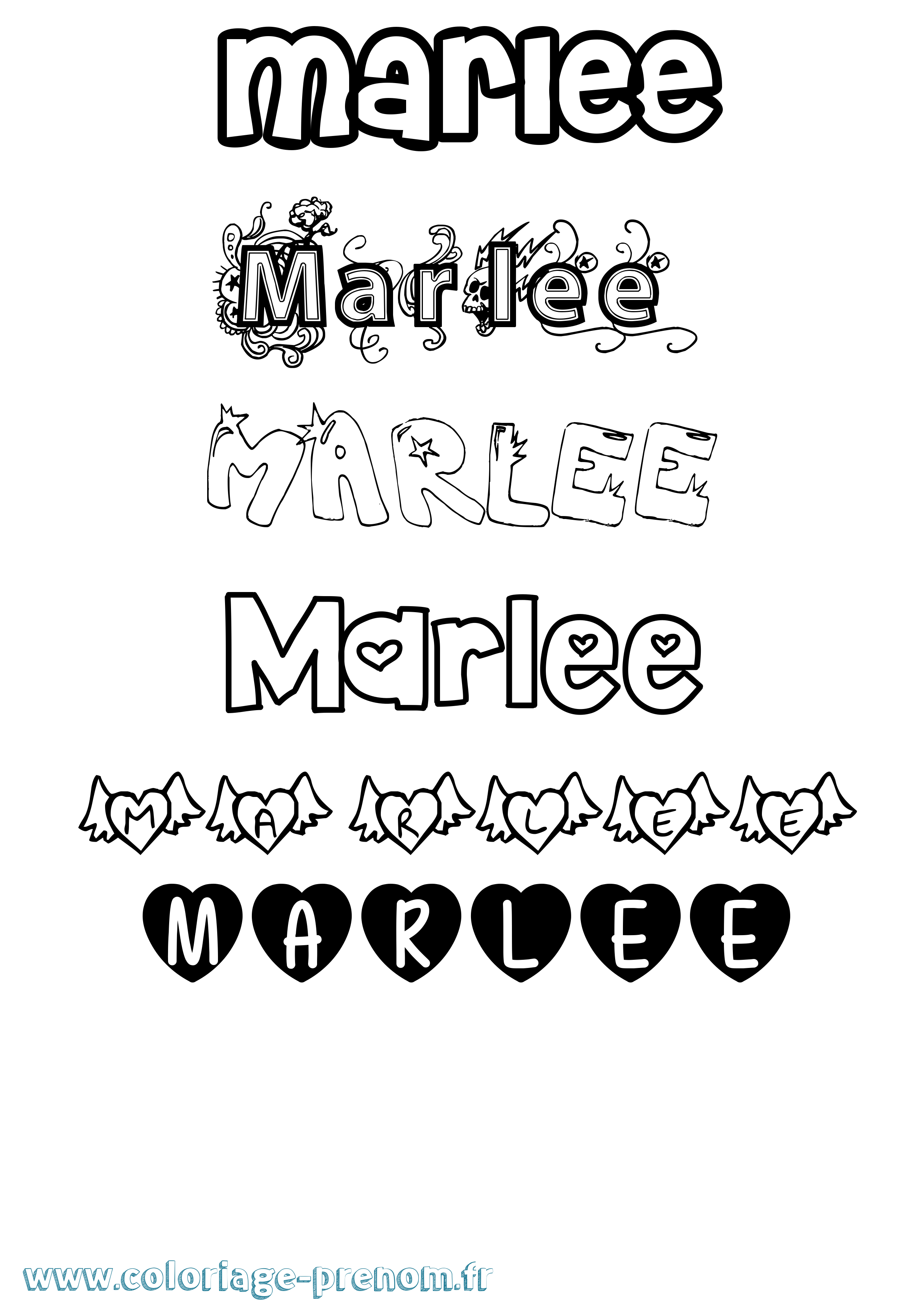 Coloriage Marlee Girly Coloriage prénom Marlee Girly