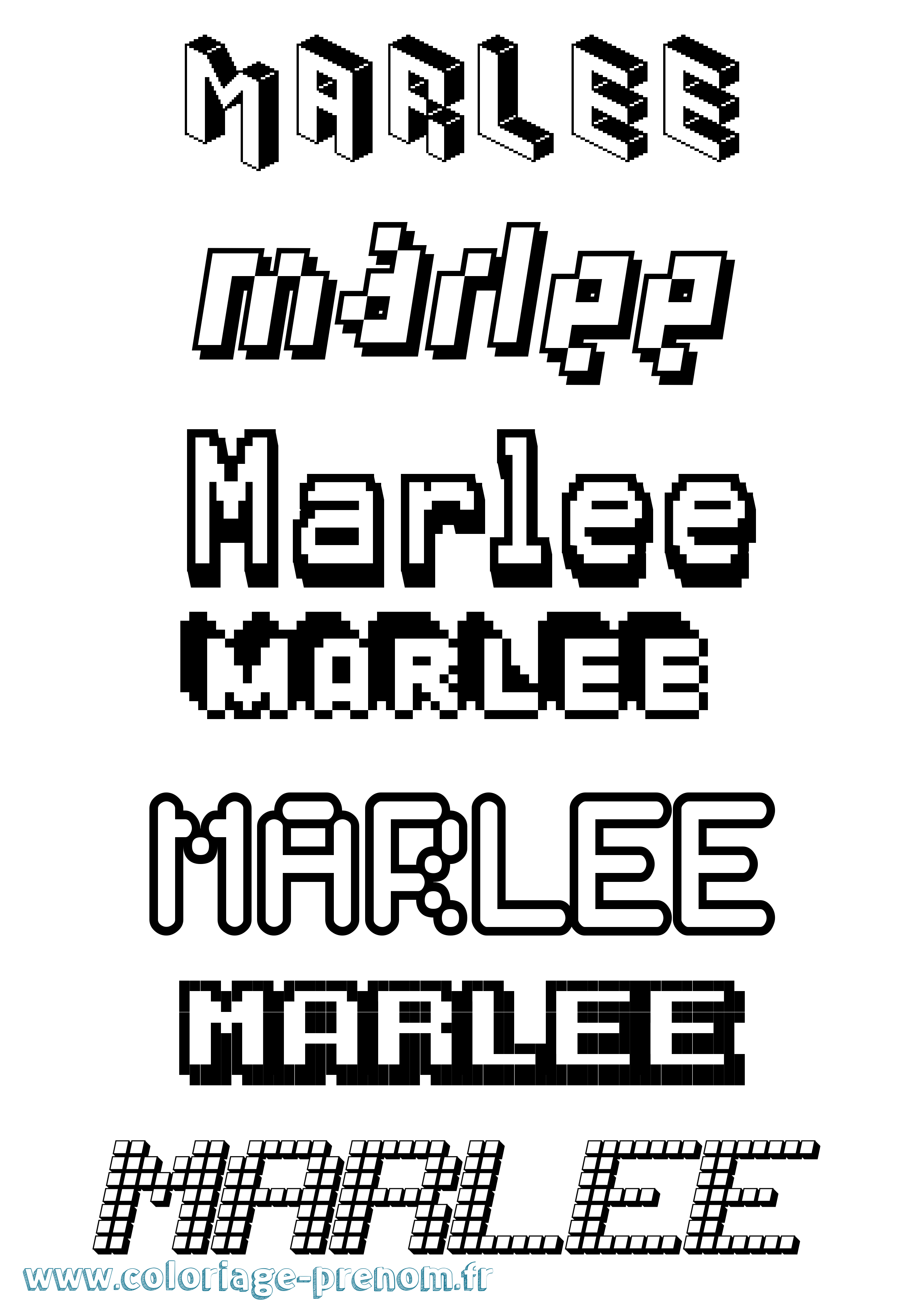 Coloriage Marlee Pixel Coloriage prénom Marlee Pixel