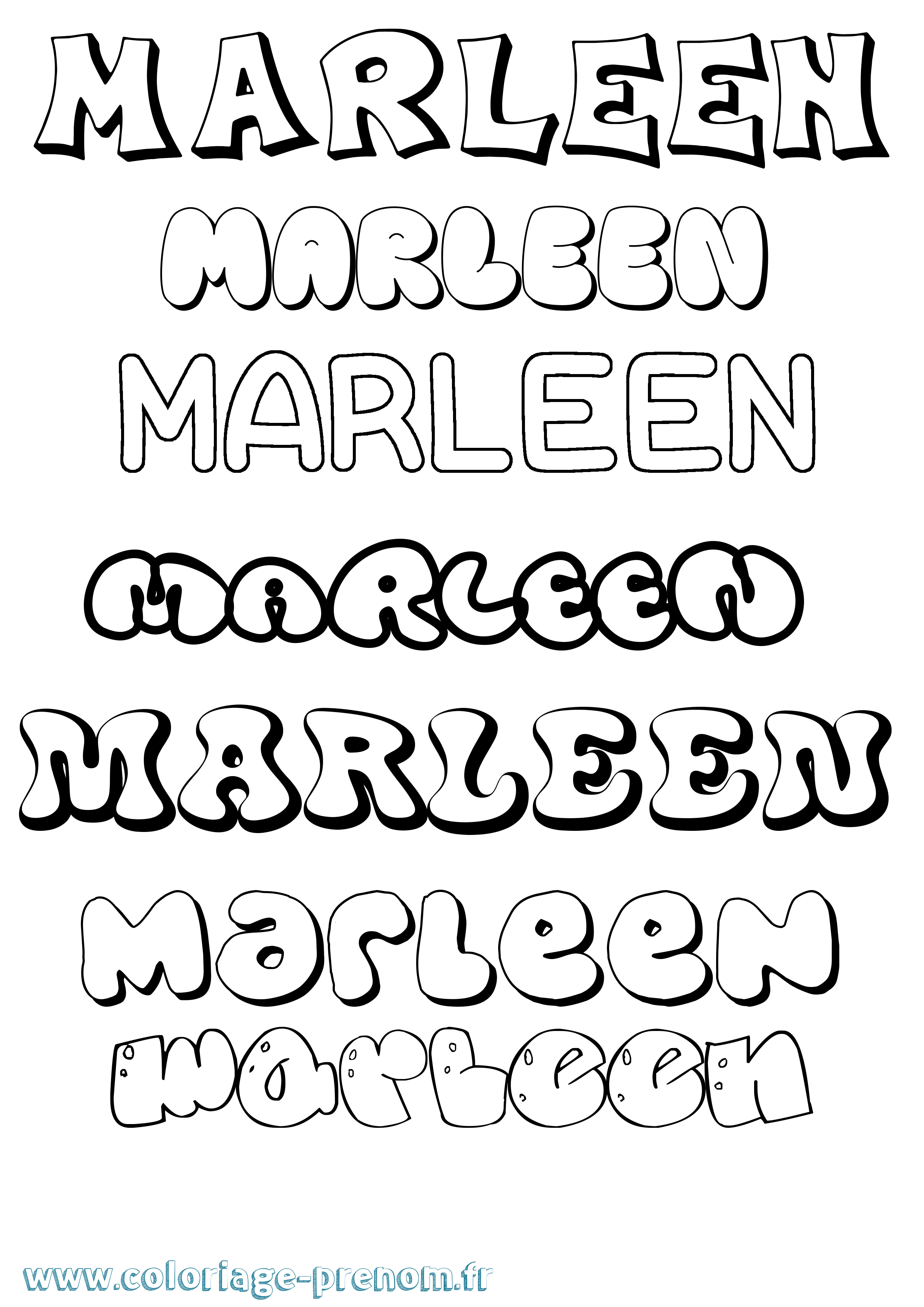 Coloriage Marleen Bubble Coloriage prénom Marleen Bubble
