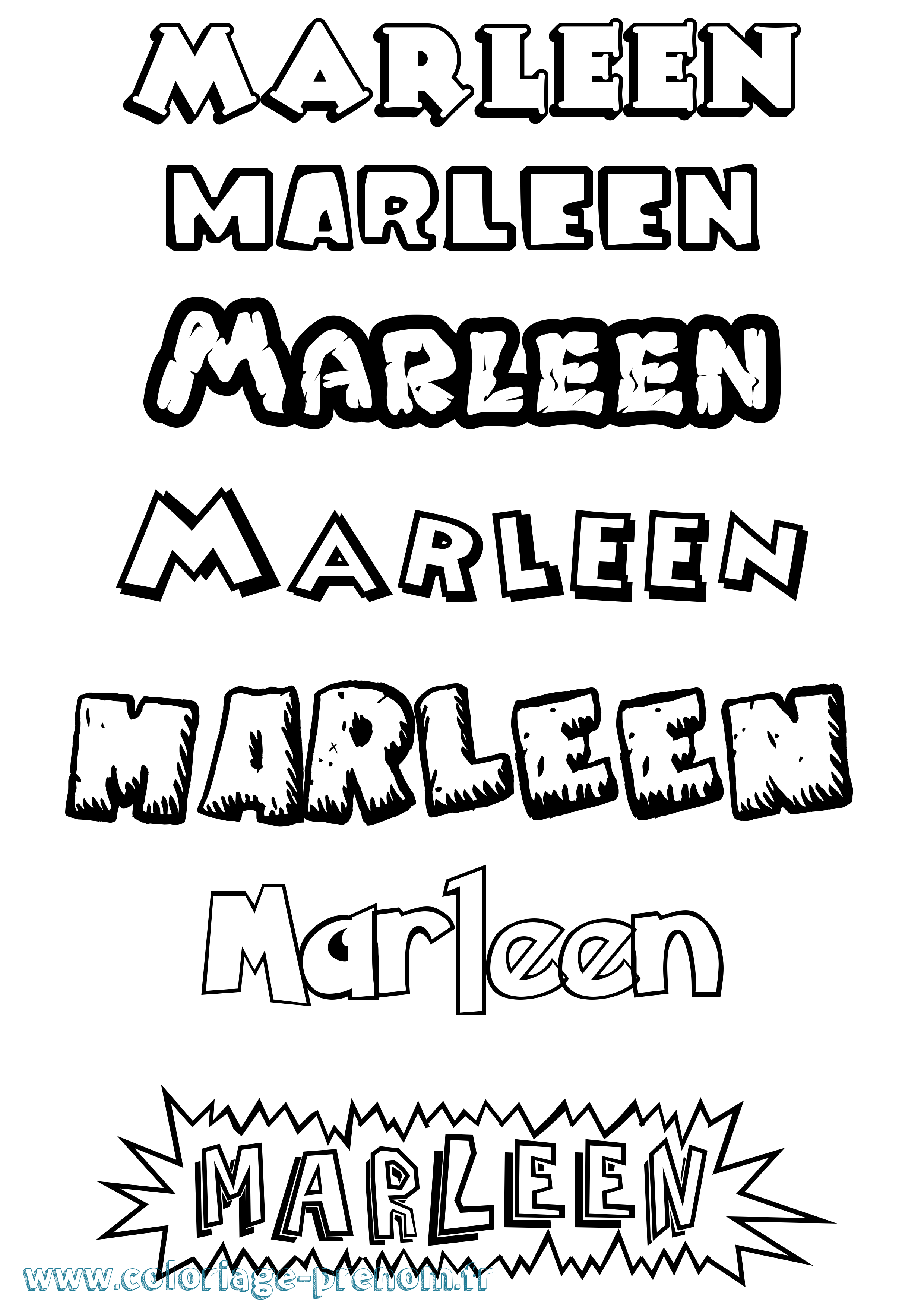 Coloriage Marleen Dessin Animé Coloriage prénom Marleen Dessin Animé