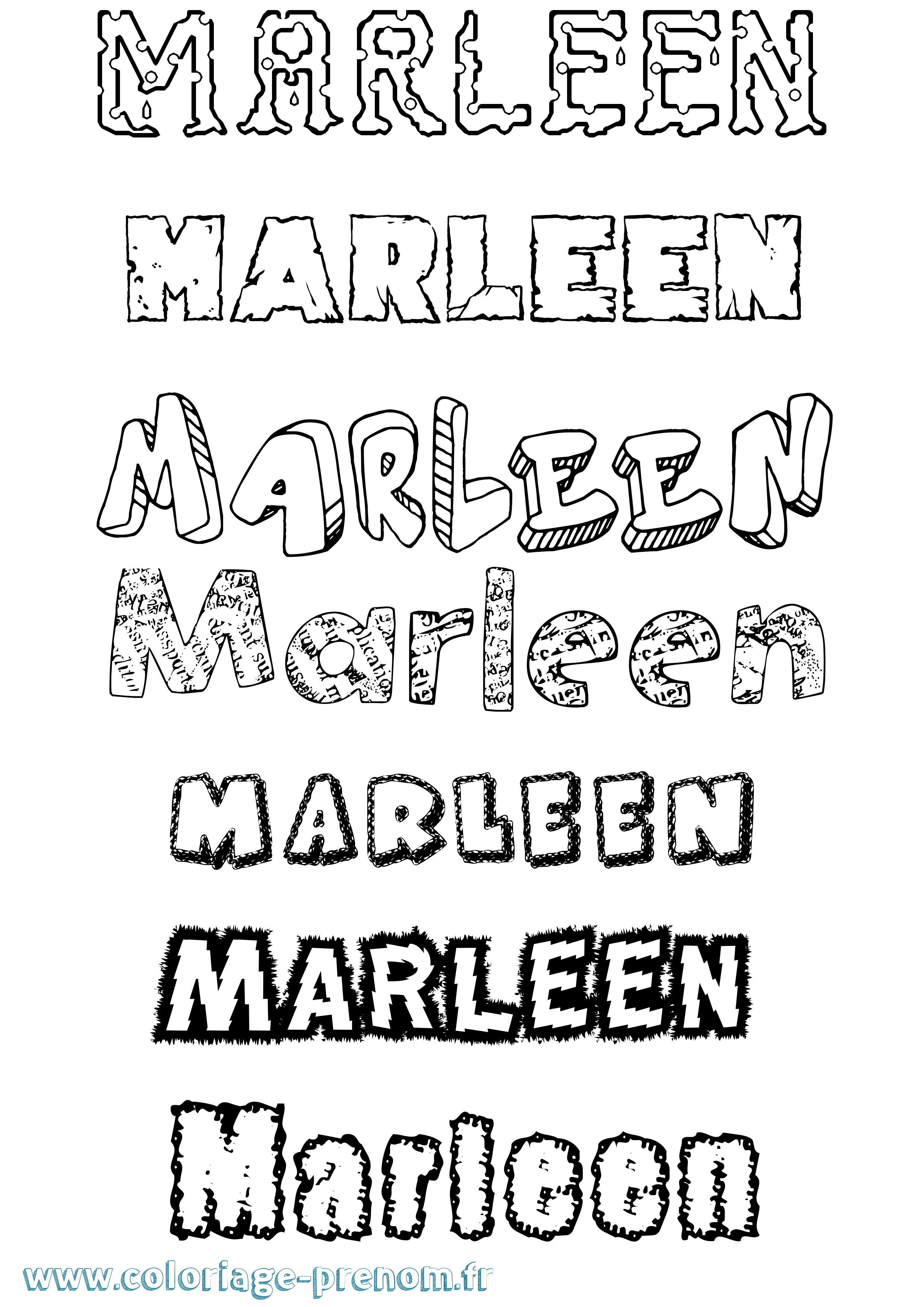 Coloriage Marleen Destructuré Coloriage prénom Marleen Destructuré