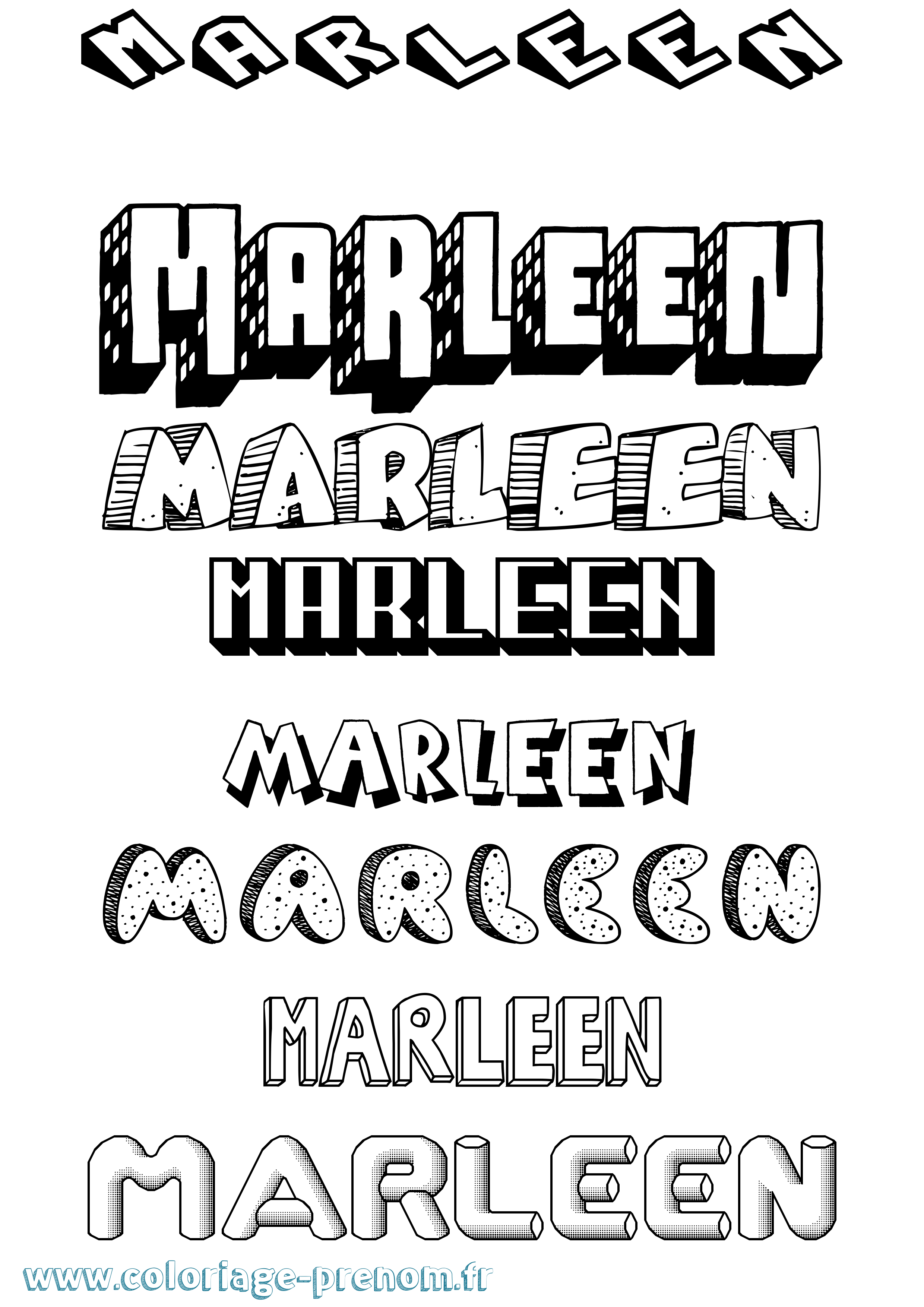 Coloriage Marleen Effet 3D Coloriage prénom Marleen Effet 3D