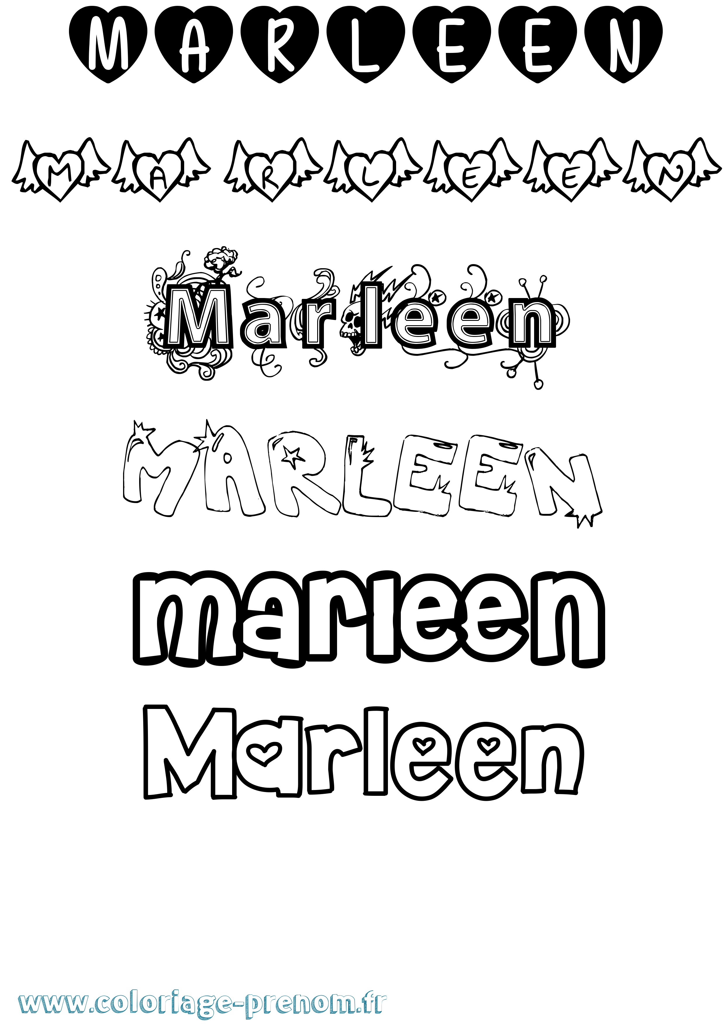 Coloriage Marleen Girly Coloriage prénom Marleen Girly