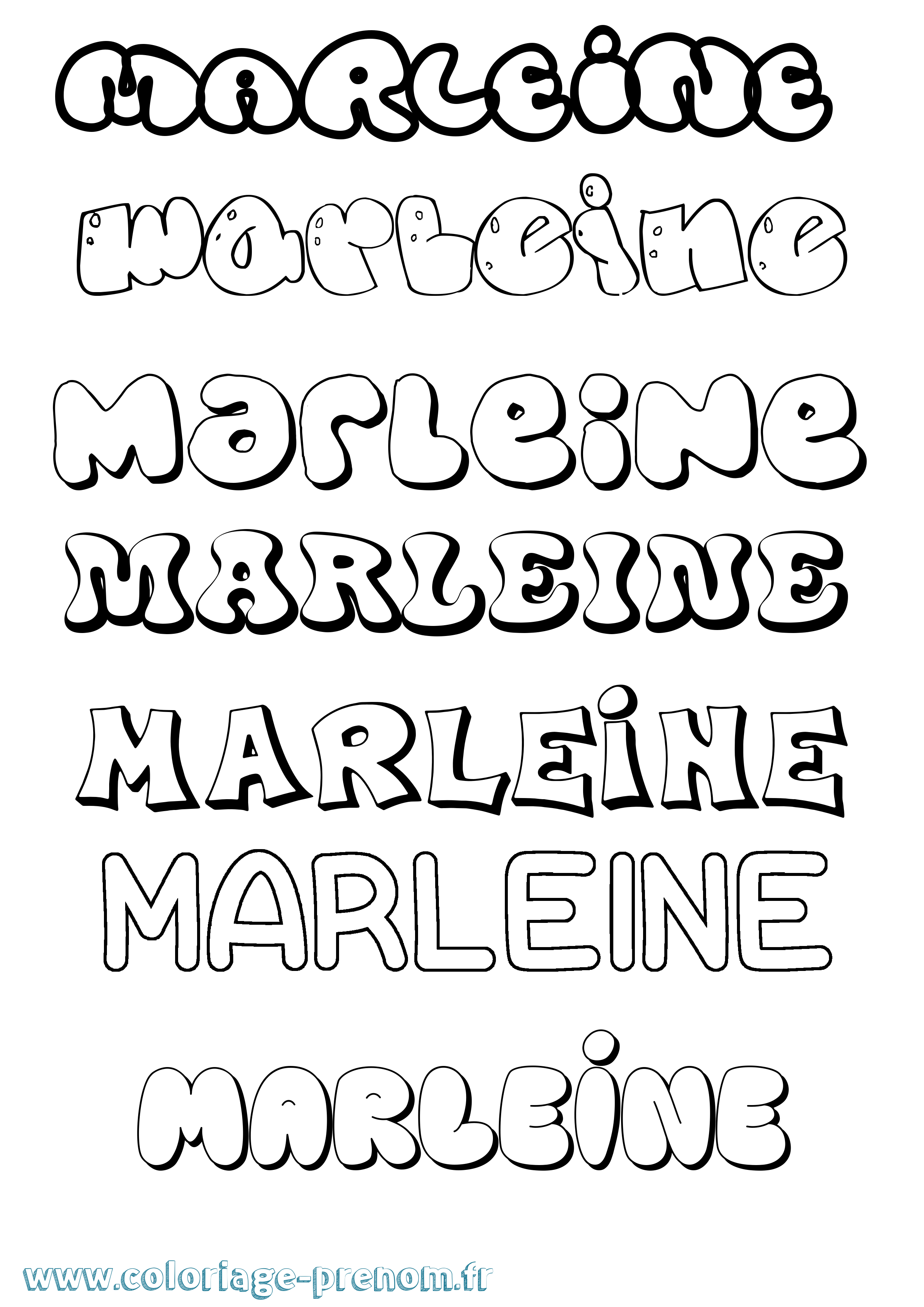 Coloriage Marleine Bubble Coloriage prénom Marleine Bubble