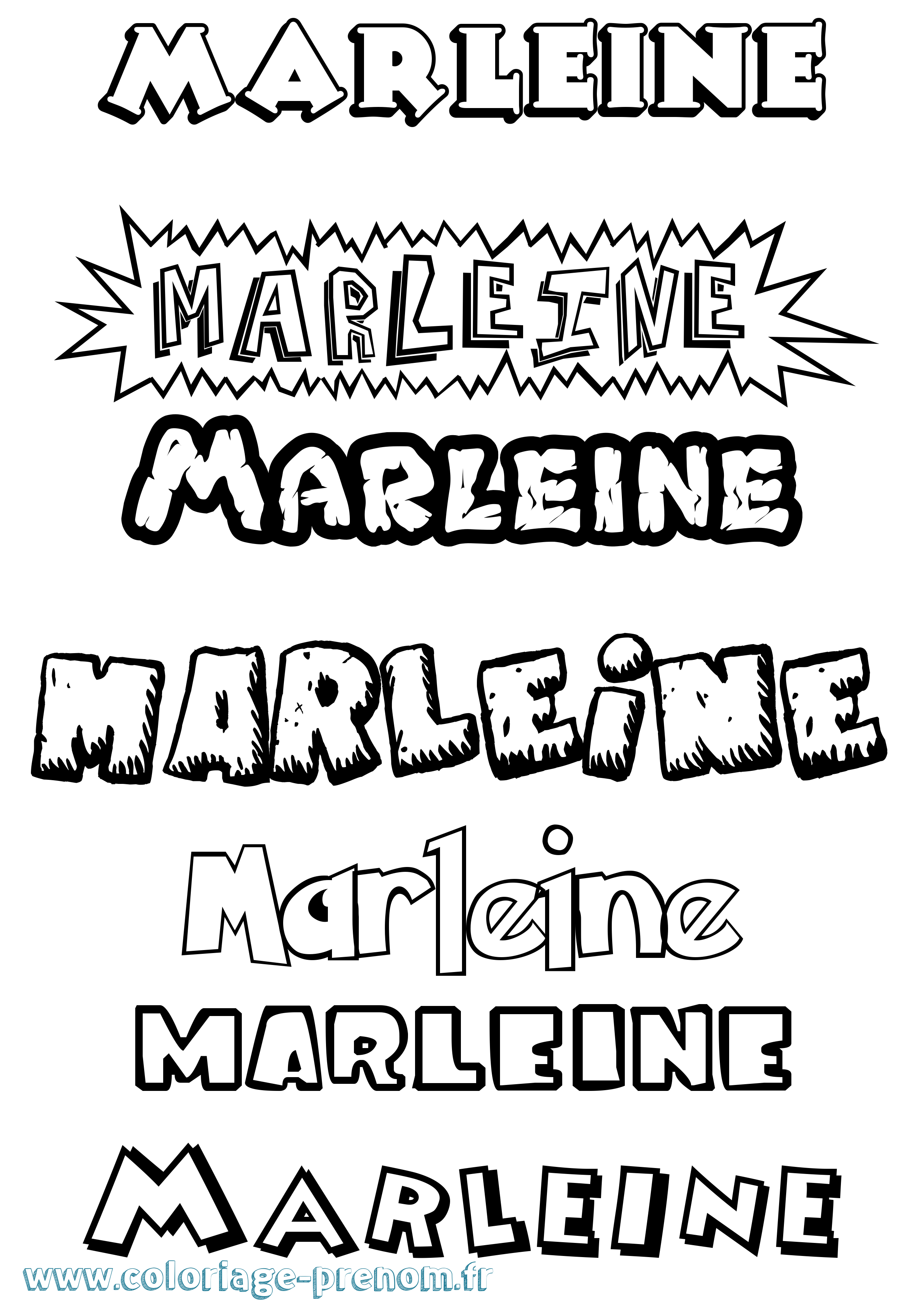 Coloriage Marleine Dessin Animé Coloriage prénom Marleine Dessin Animé