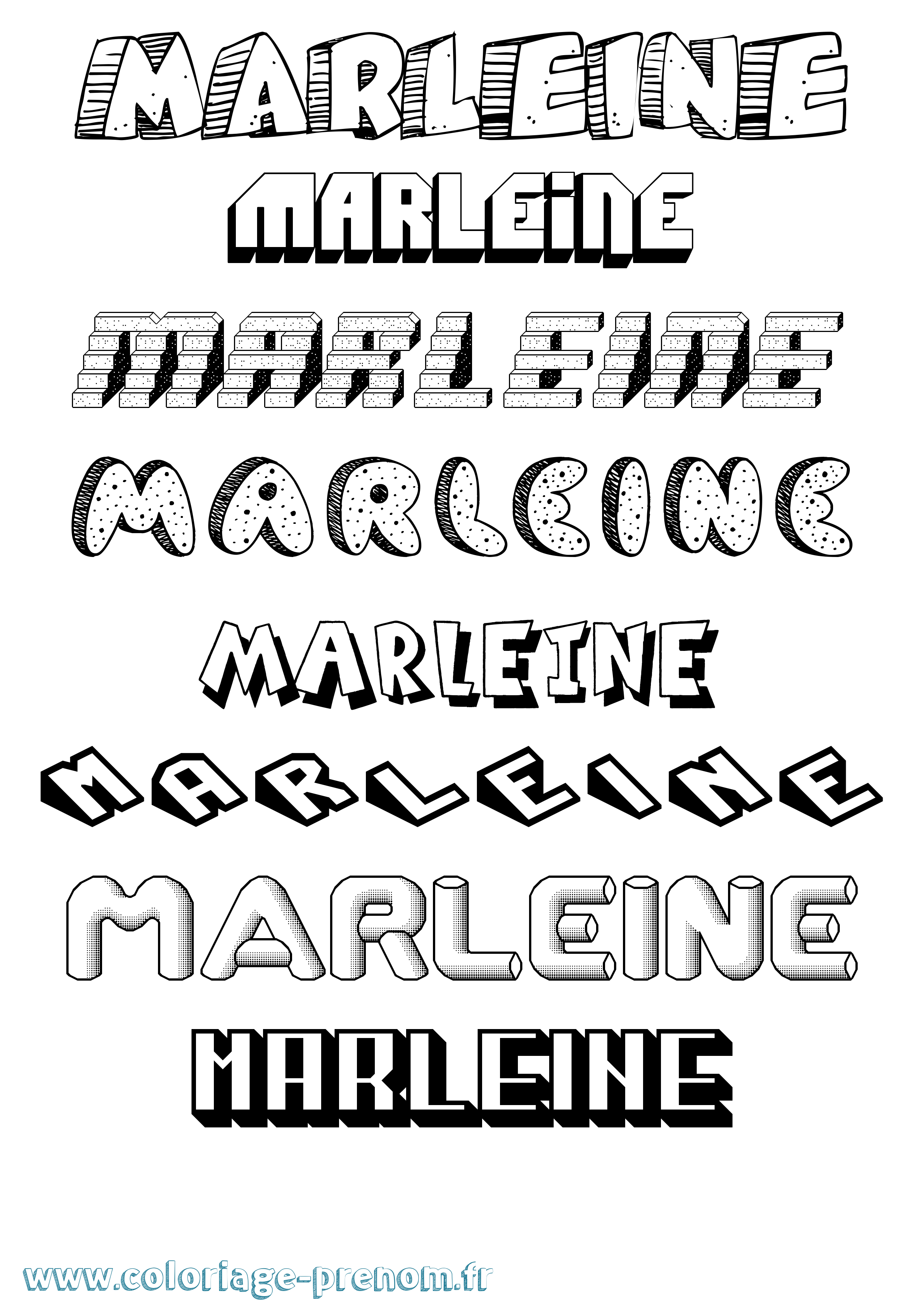 Coloriage Marleine Effet 3D Coloriage prénom Marleine Effet 3D