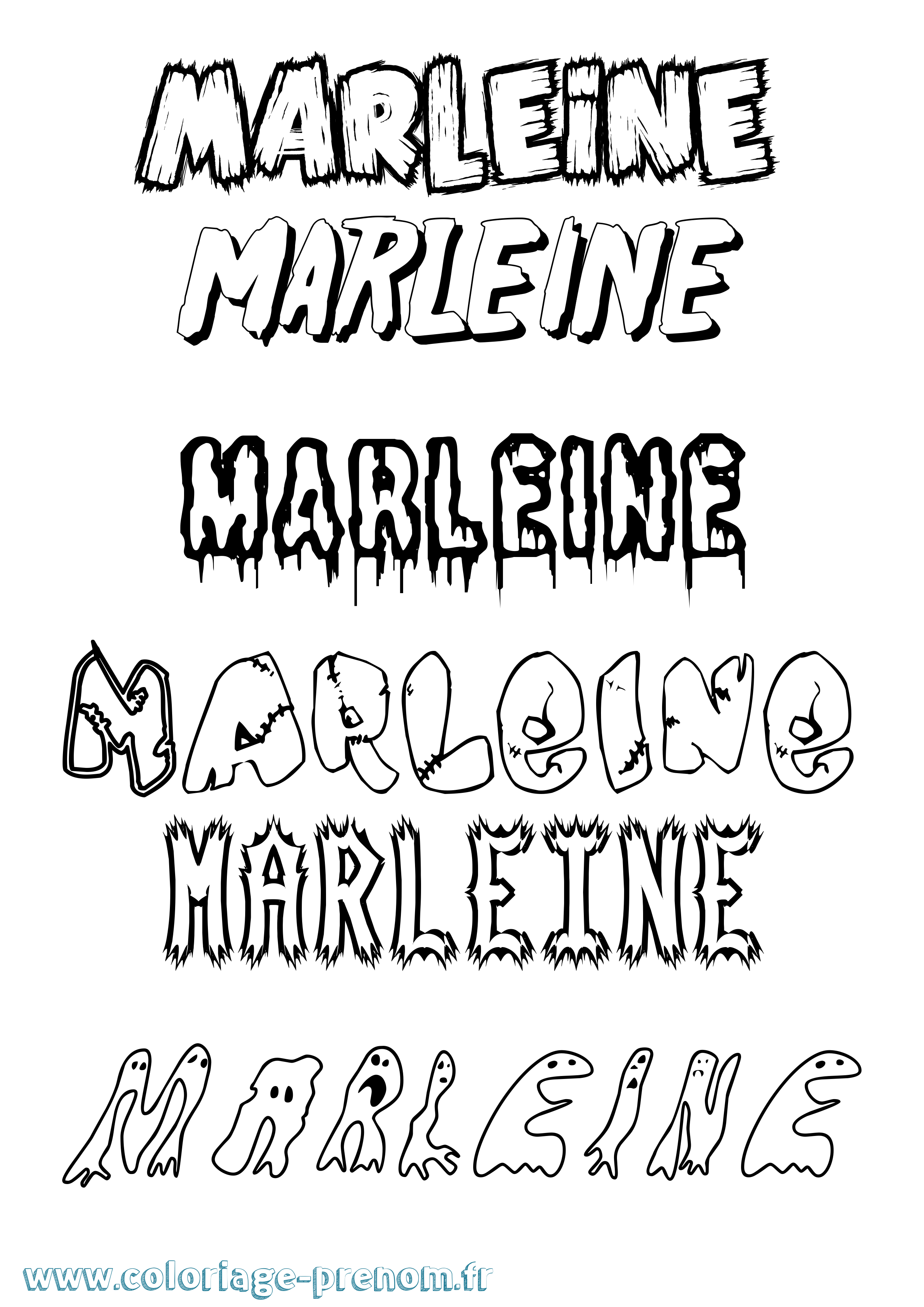 Coloriage Marleine Frisson Coloriage prénom Marleine Frisson