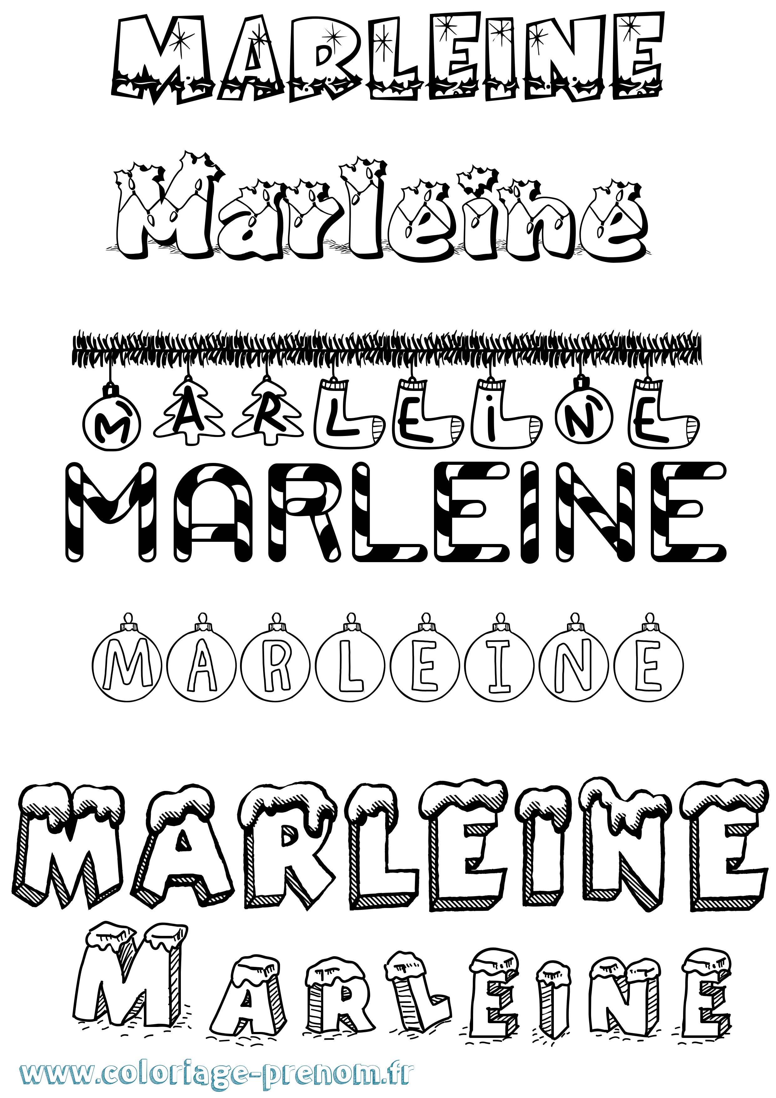 Coloriage Marleine Noël Coloriage prénom Marleine Noël