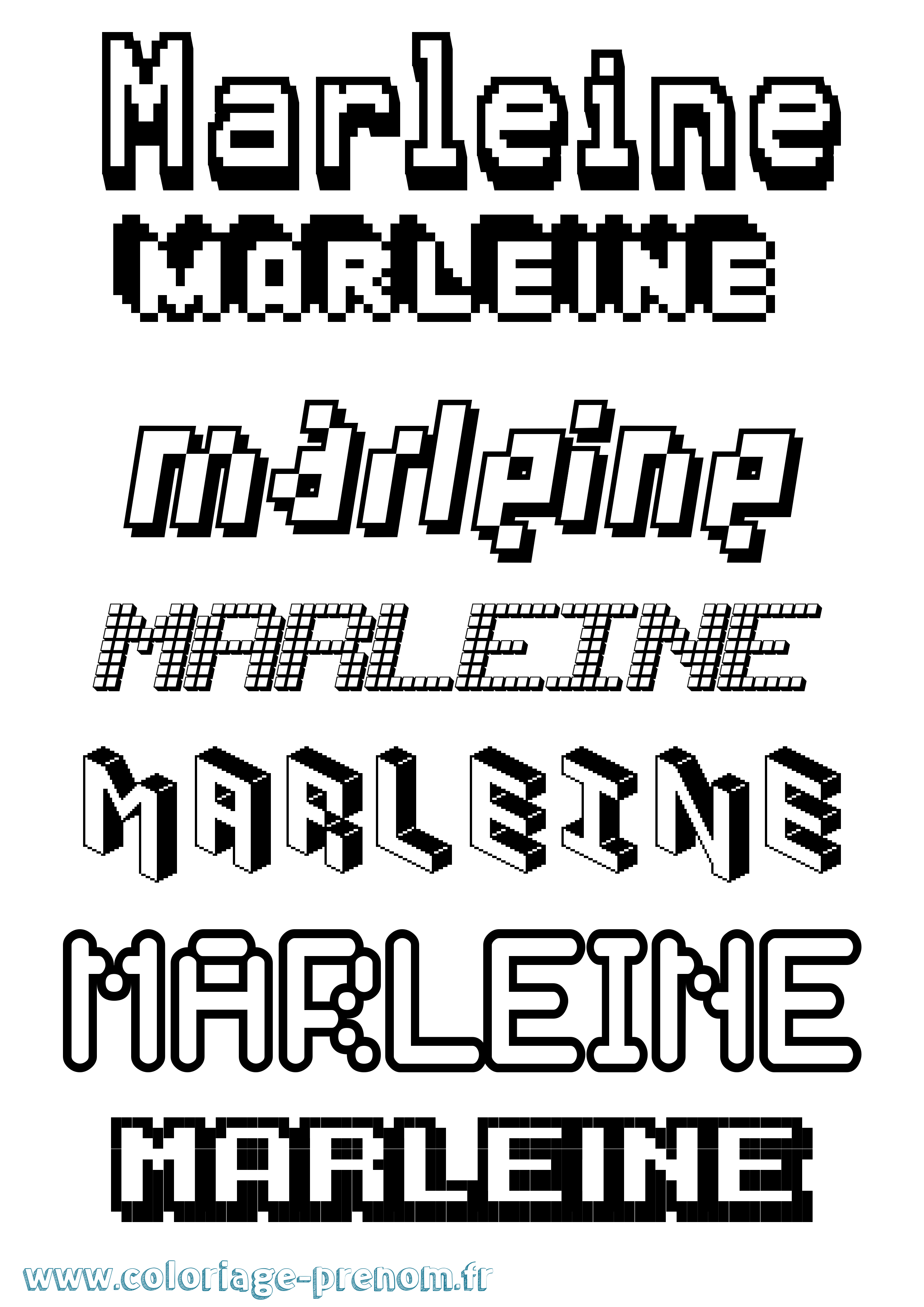 Coloriage Marleine Pixel Coloriage prénom Marleine Pixel