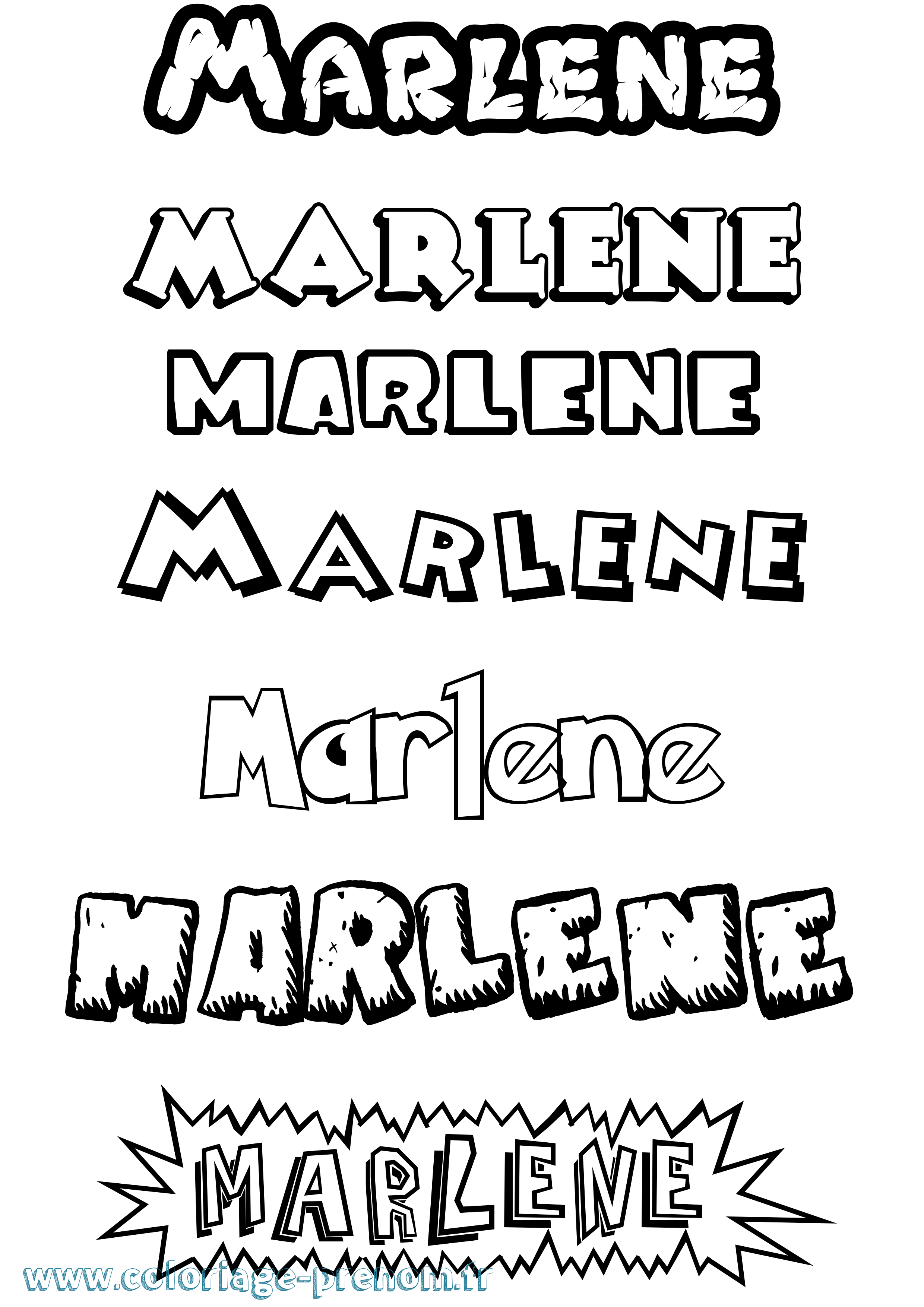 Coloriage Marlene Dessin Animé Coloriage prénom Marlene Dessin Animé
