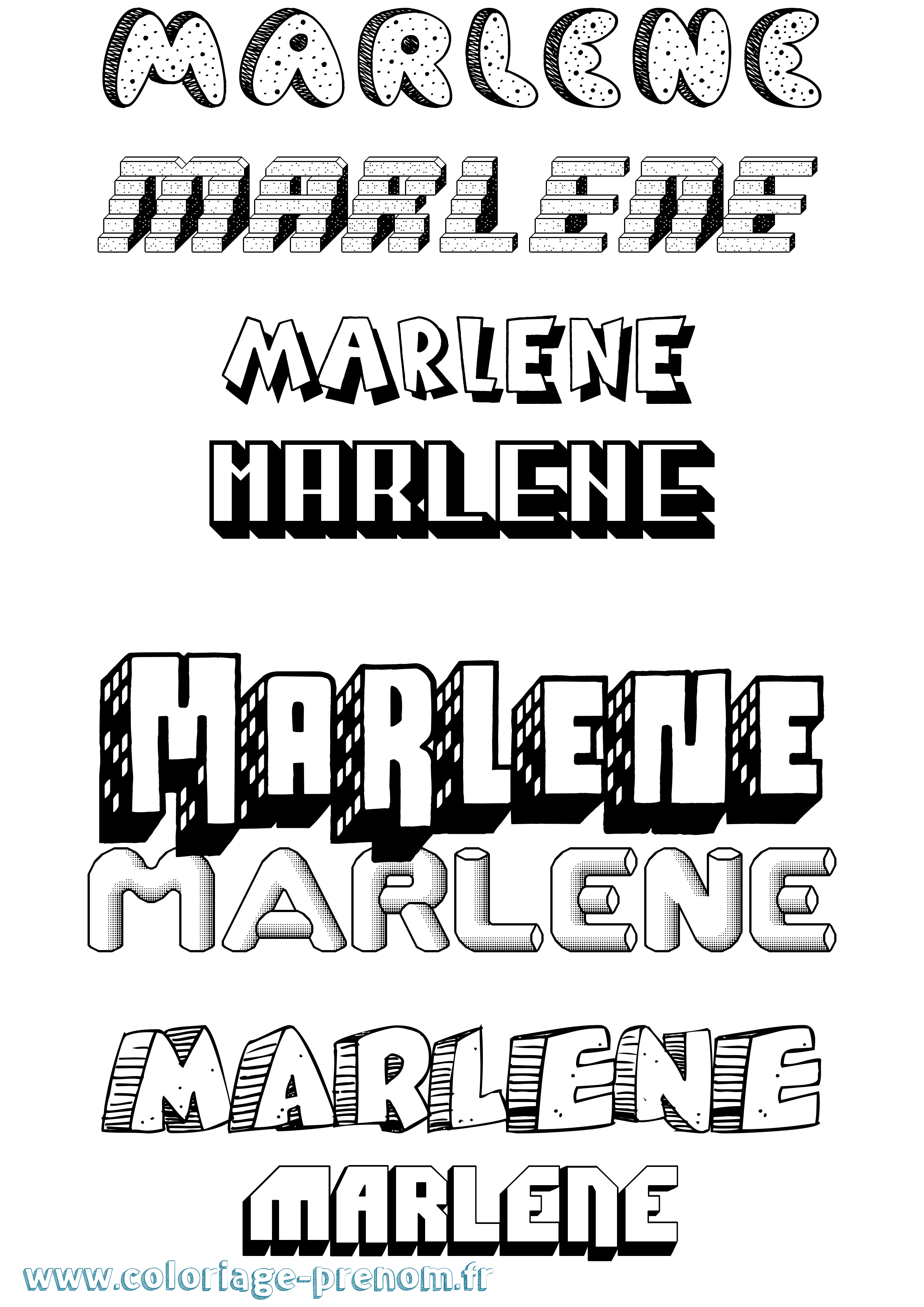 Coloriage Marlene Effet 3D Coloriage prénom Marlene Effet 3D