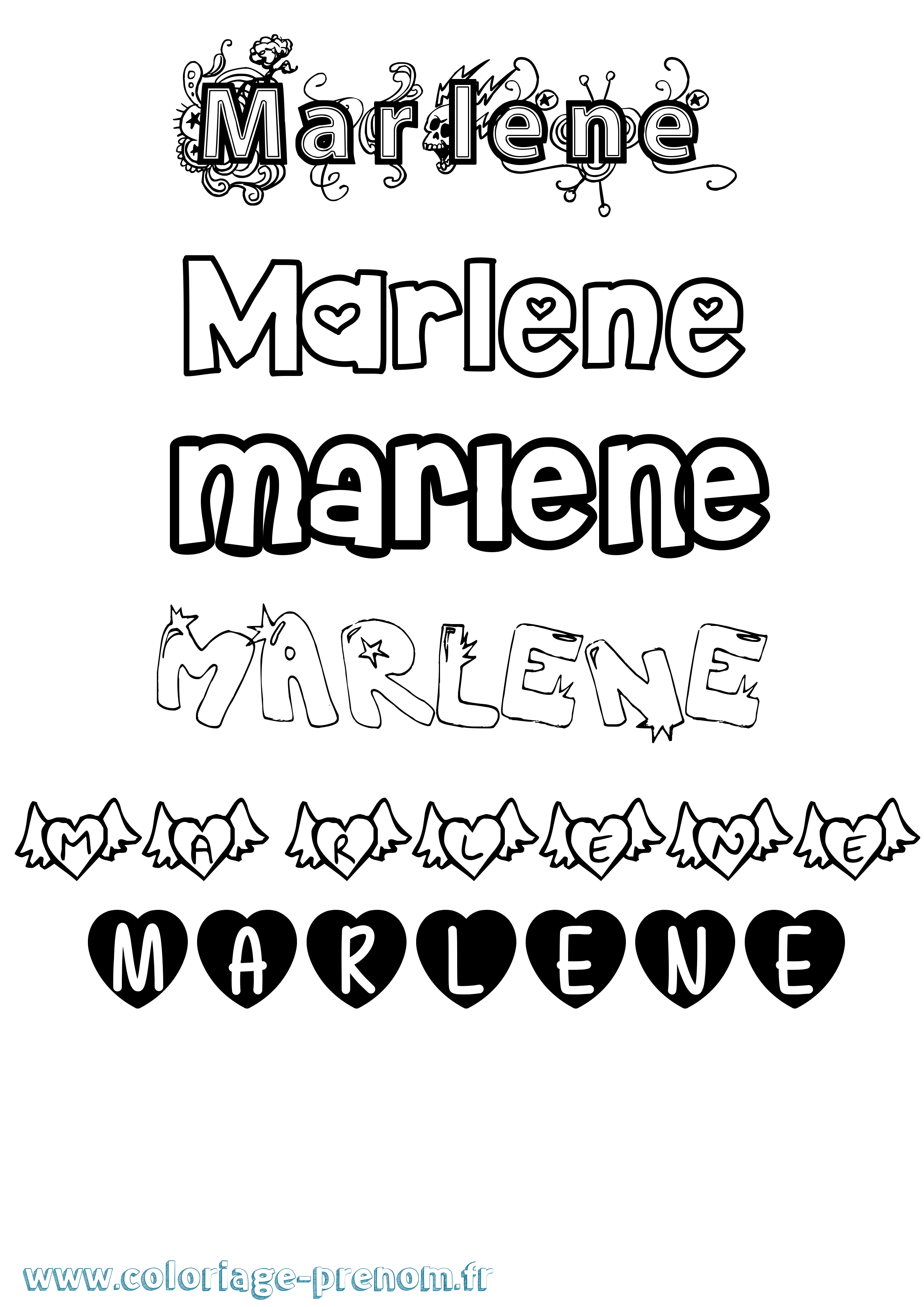 Coloriage Marlene Girly Coloriage prénom Marlene Girly