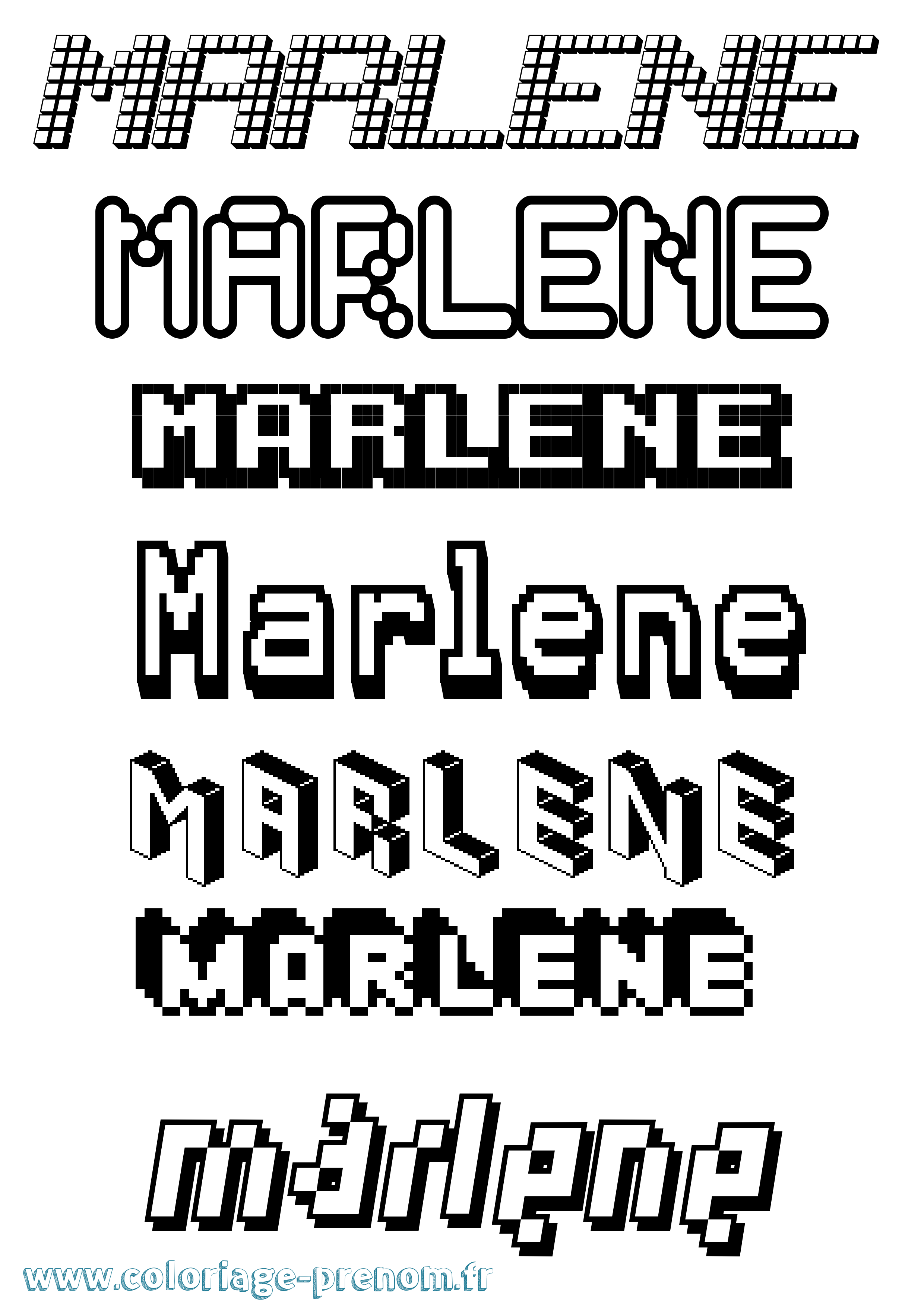Coloriage Marlene Pixel Coloriage prénom Marlene Pixel