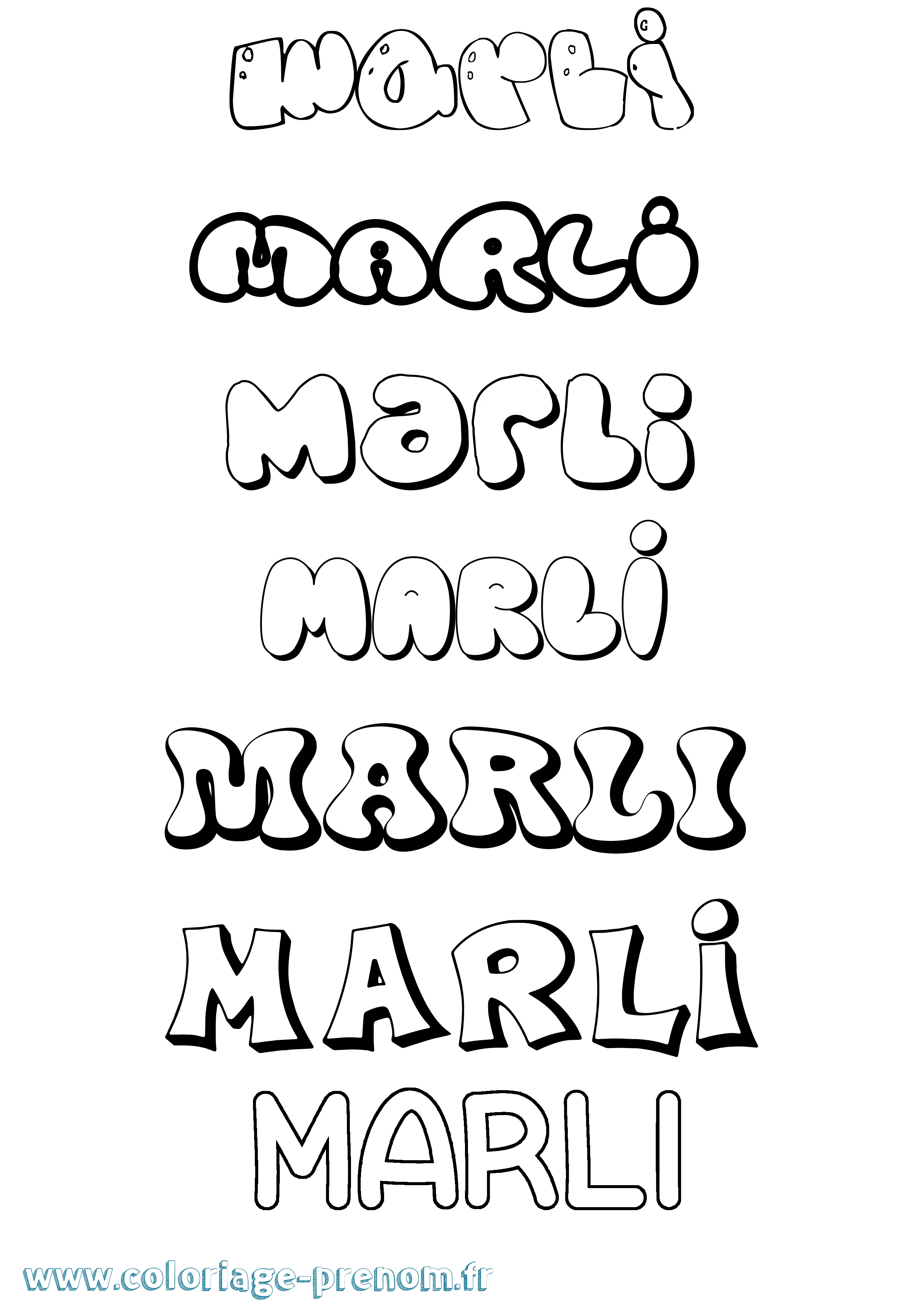 Coloriage Marli Bubble Coloriage prénom Marli Bubble
