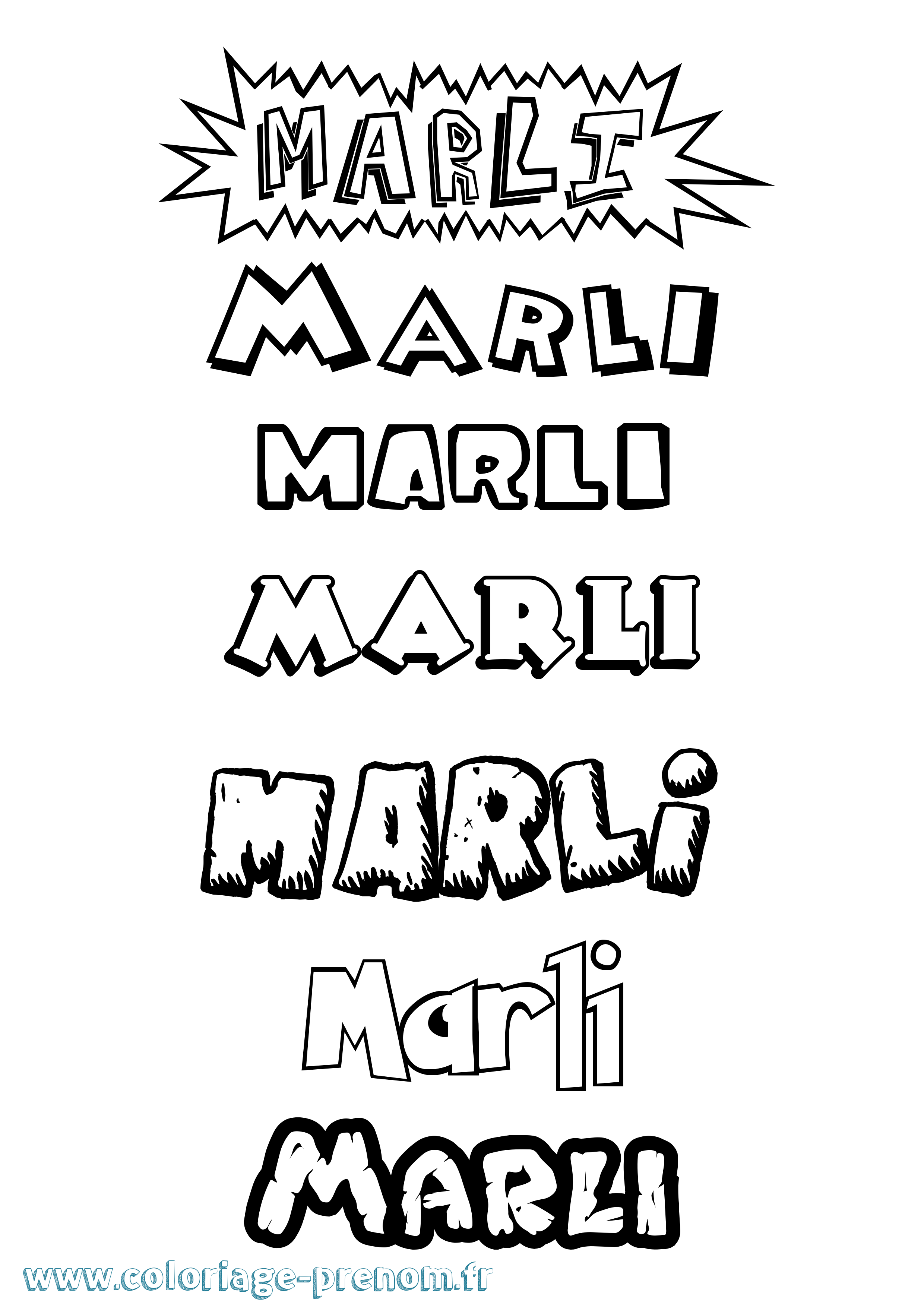 Coloriage Marli Dessin Animé Coloriage prénom Marli Dessin Animé