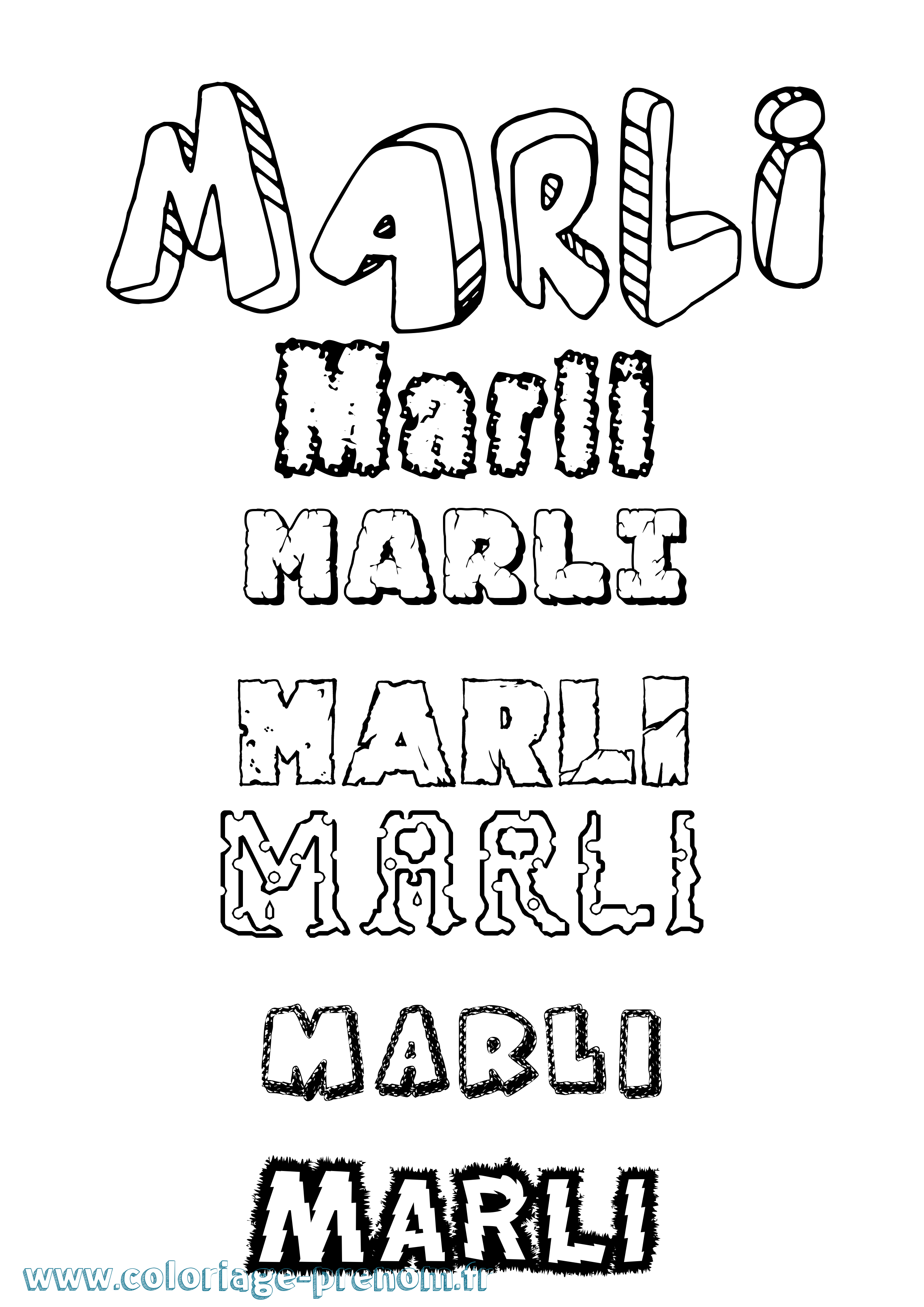Coloriage Marli Destructuré Coloriage prénom Marli Destructuré
