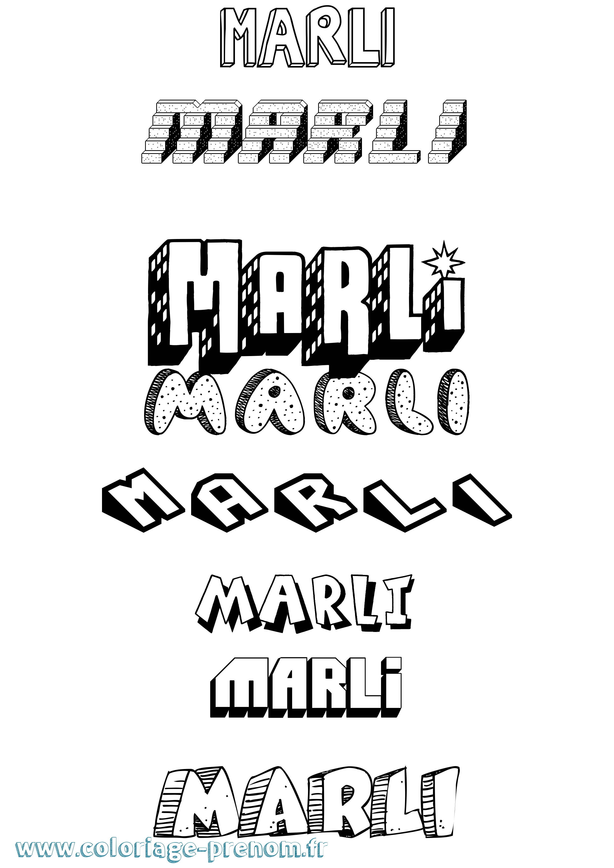Coloriage Marli Effet 3D Coloriage prénom Marli Effet 3D