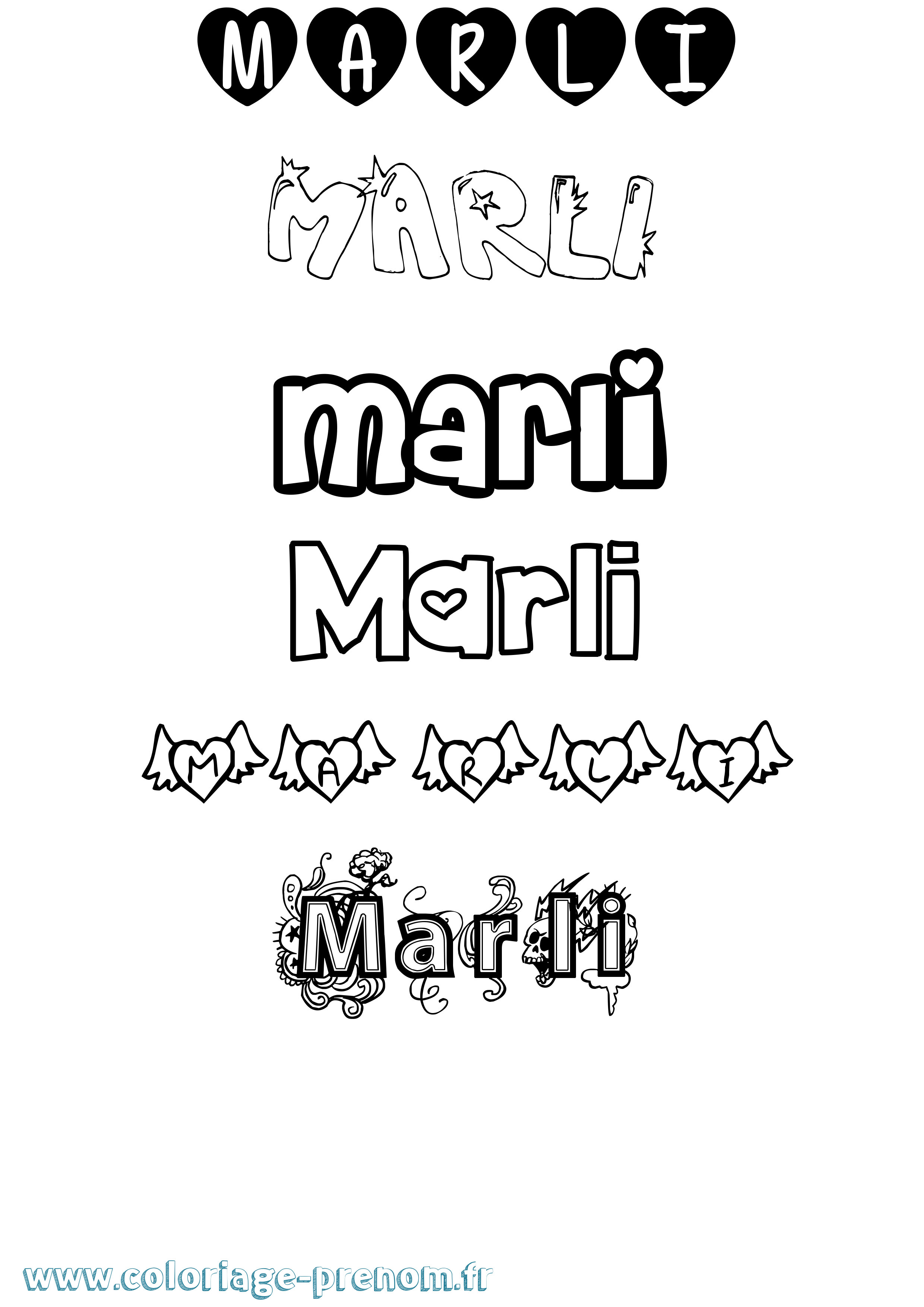 Coloriage Marli Girly Coloriage prénom Marli Girly
