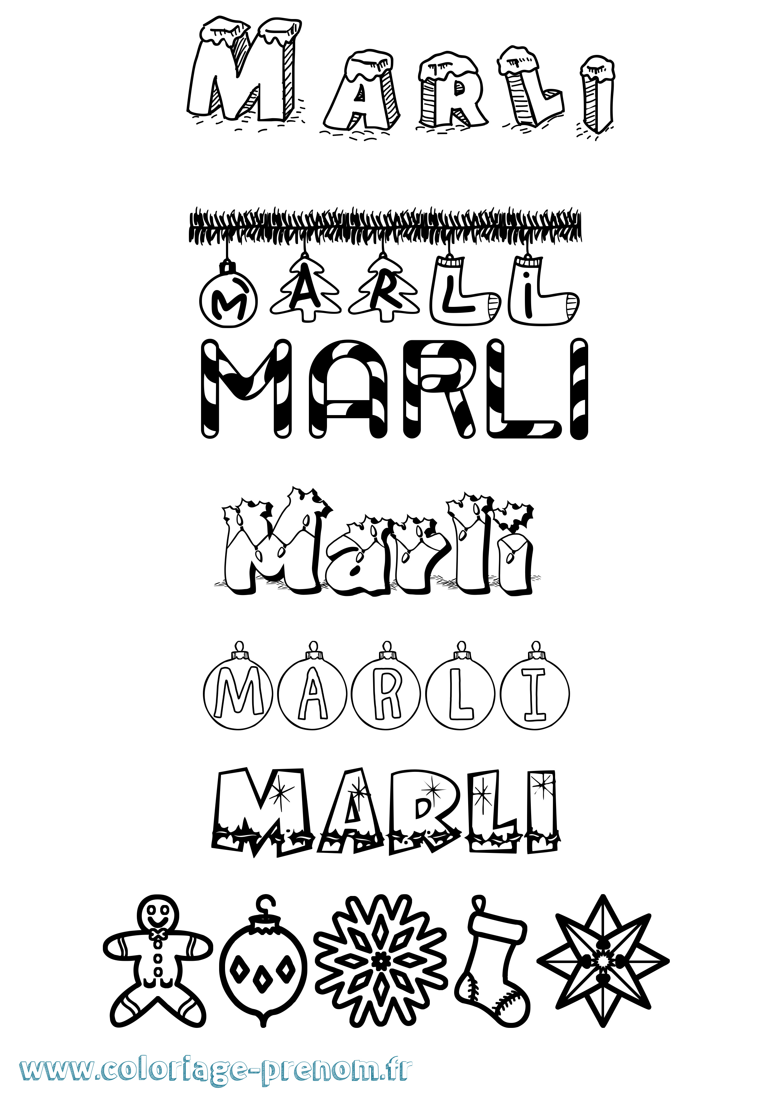 Coloriage Marli Noël Coloriage prénom Marli Noël