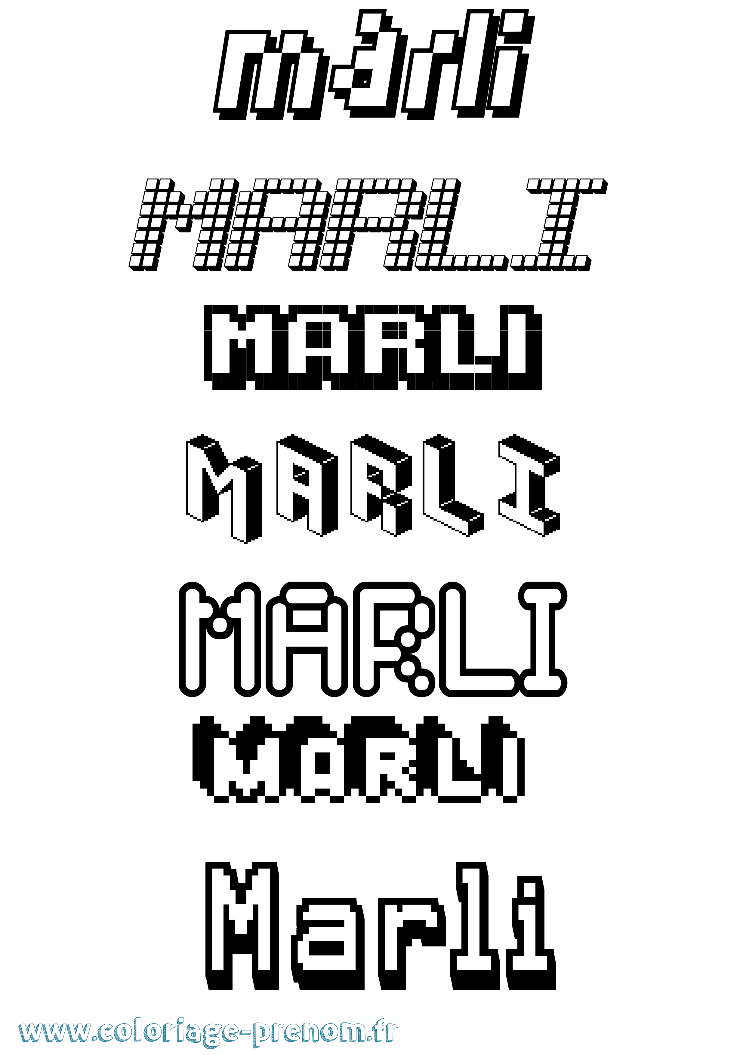 Coloriage Marli Pixel Coloriage prénom Marli Pixel