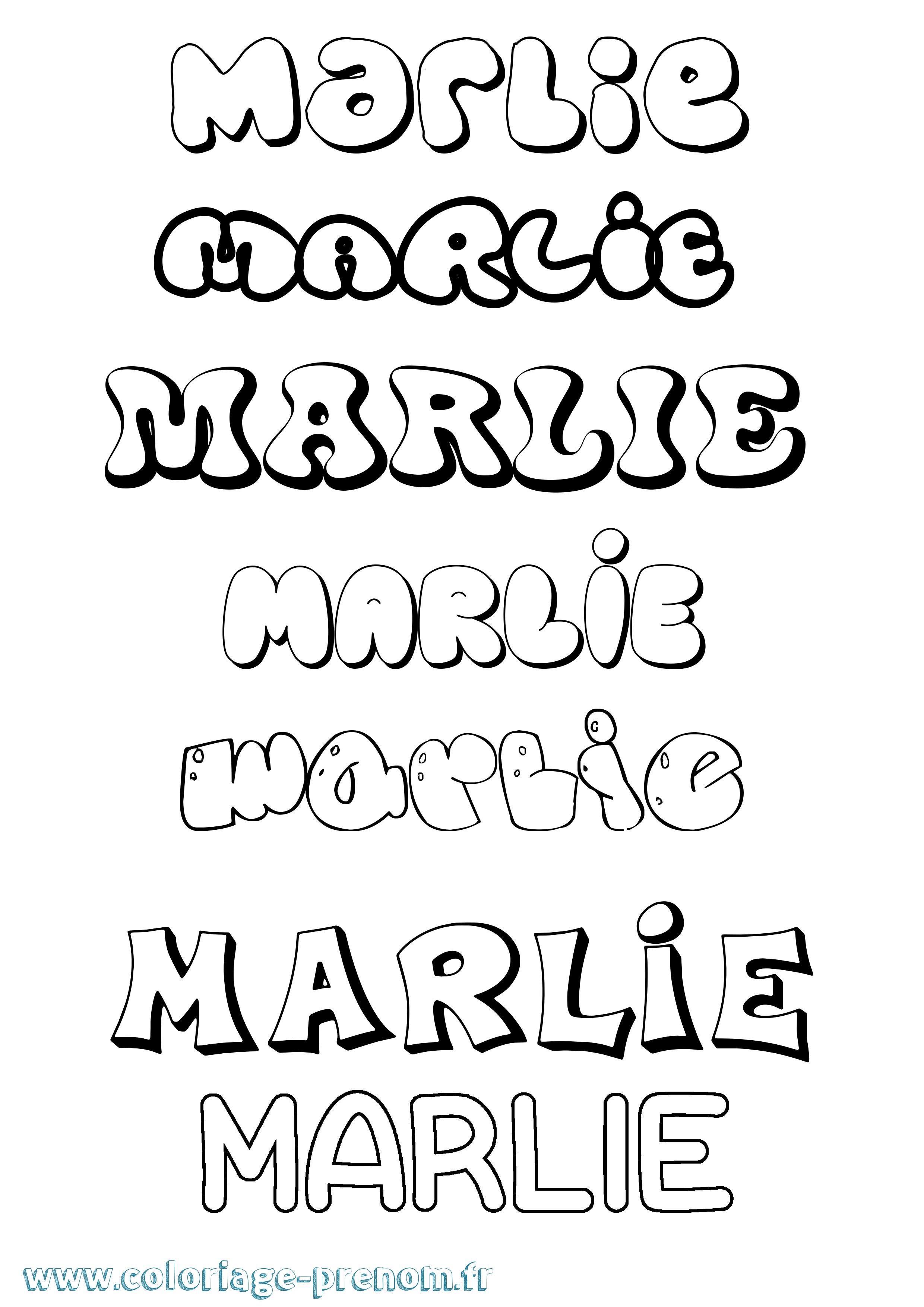 Coloriage Marlie Bubble Coloriage prénom Marlie Bubble
