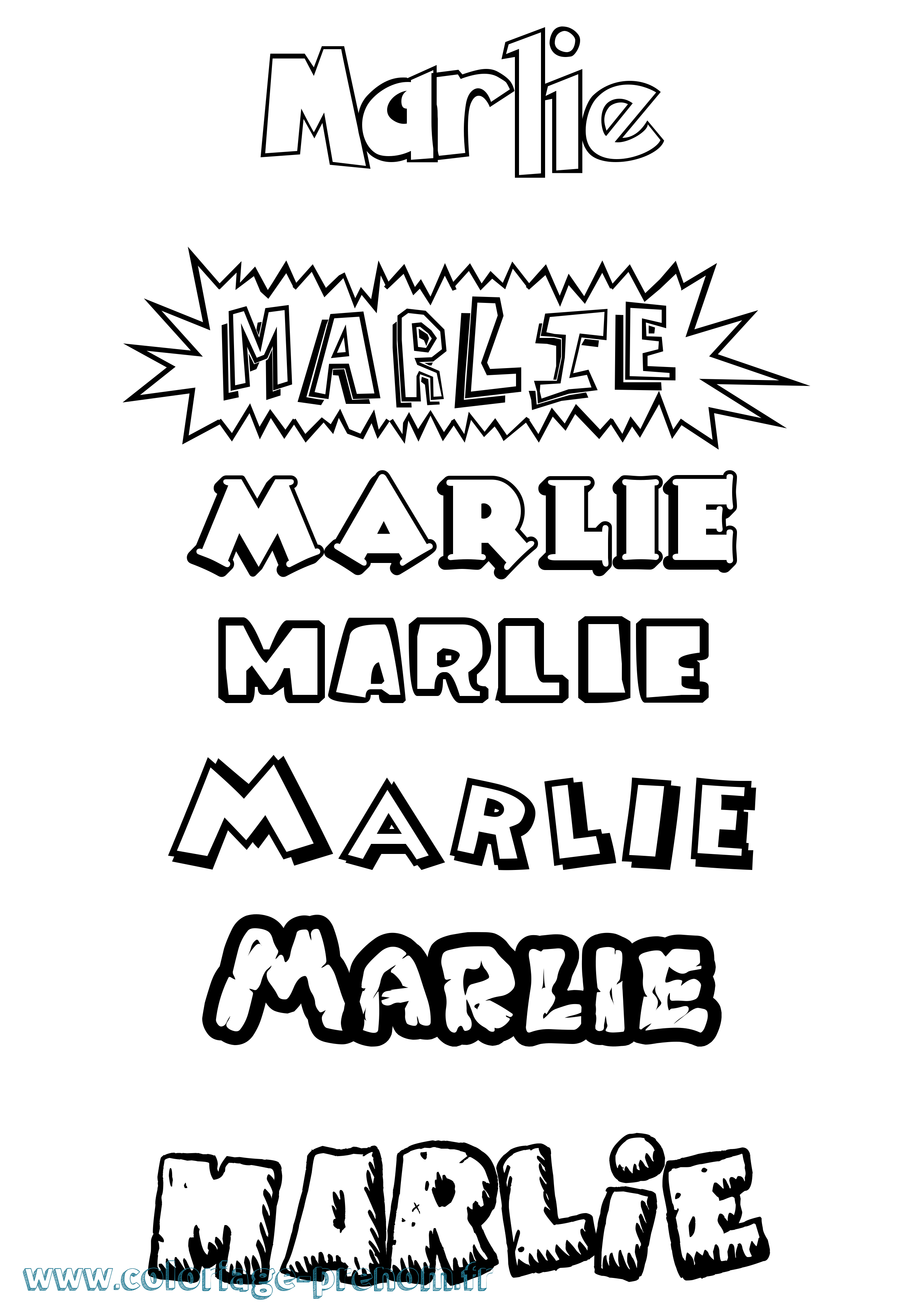 Coloriage Marlie Dessin Animé Coloriage prénom Marlie Dessin Animé