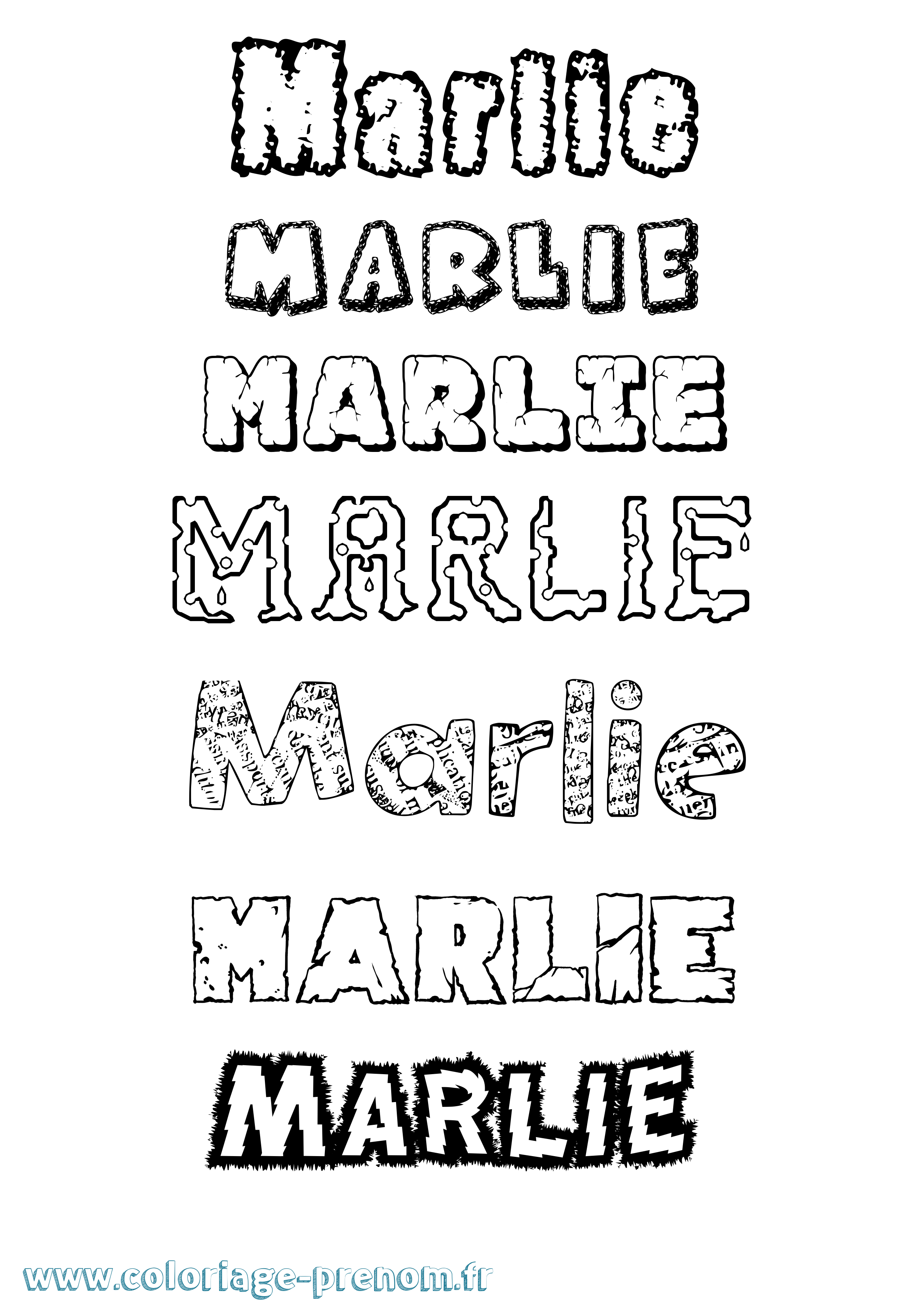 Coloriage Marlie Destructuré Coloriage prénom Marlie Destructuré