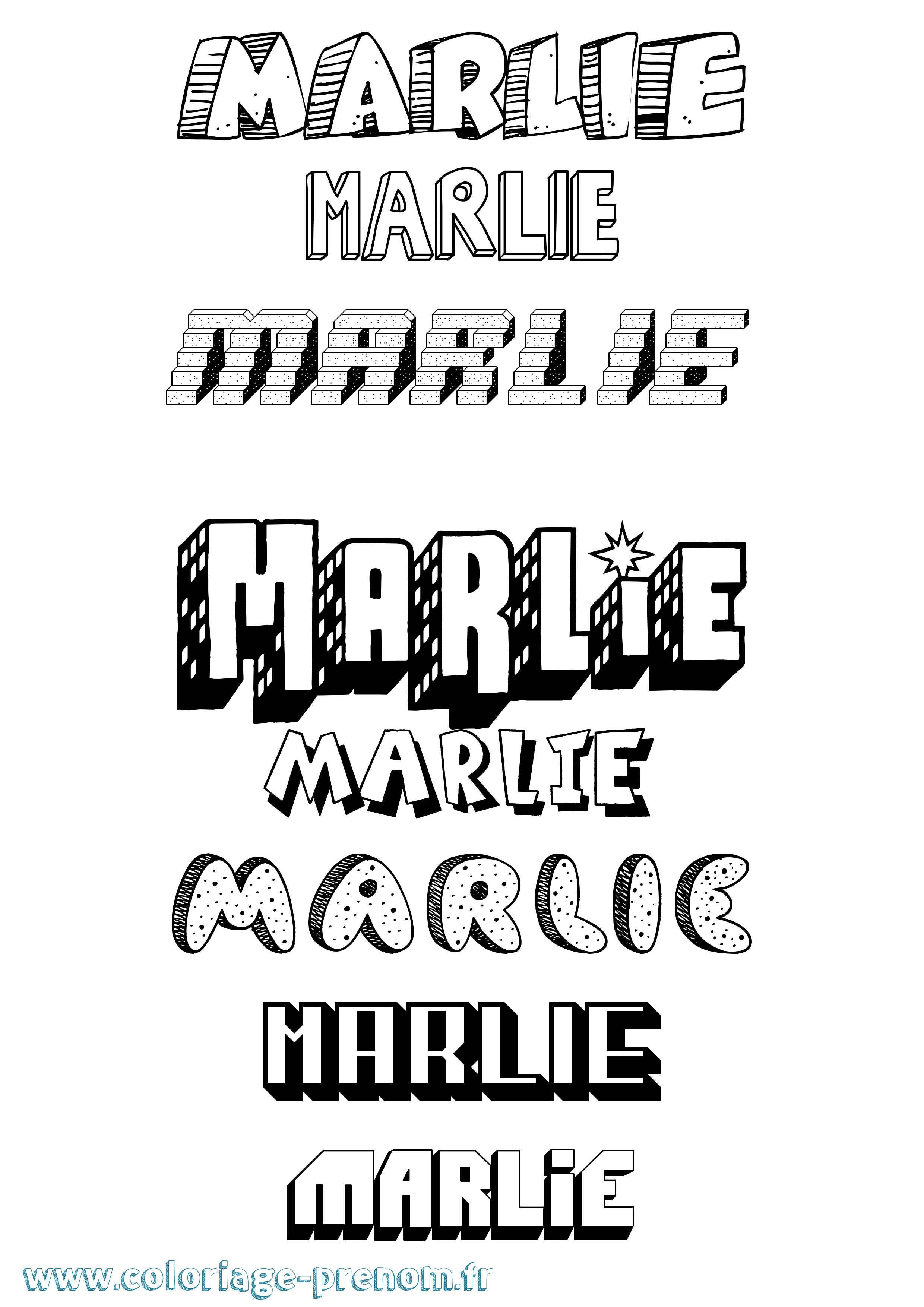 Coloriage Marlie Effet 3D Coloriage prénom Marlie Effet 3D