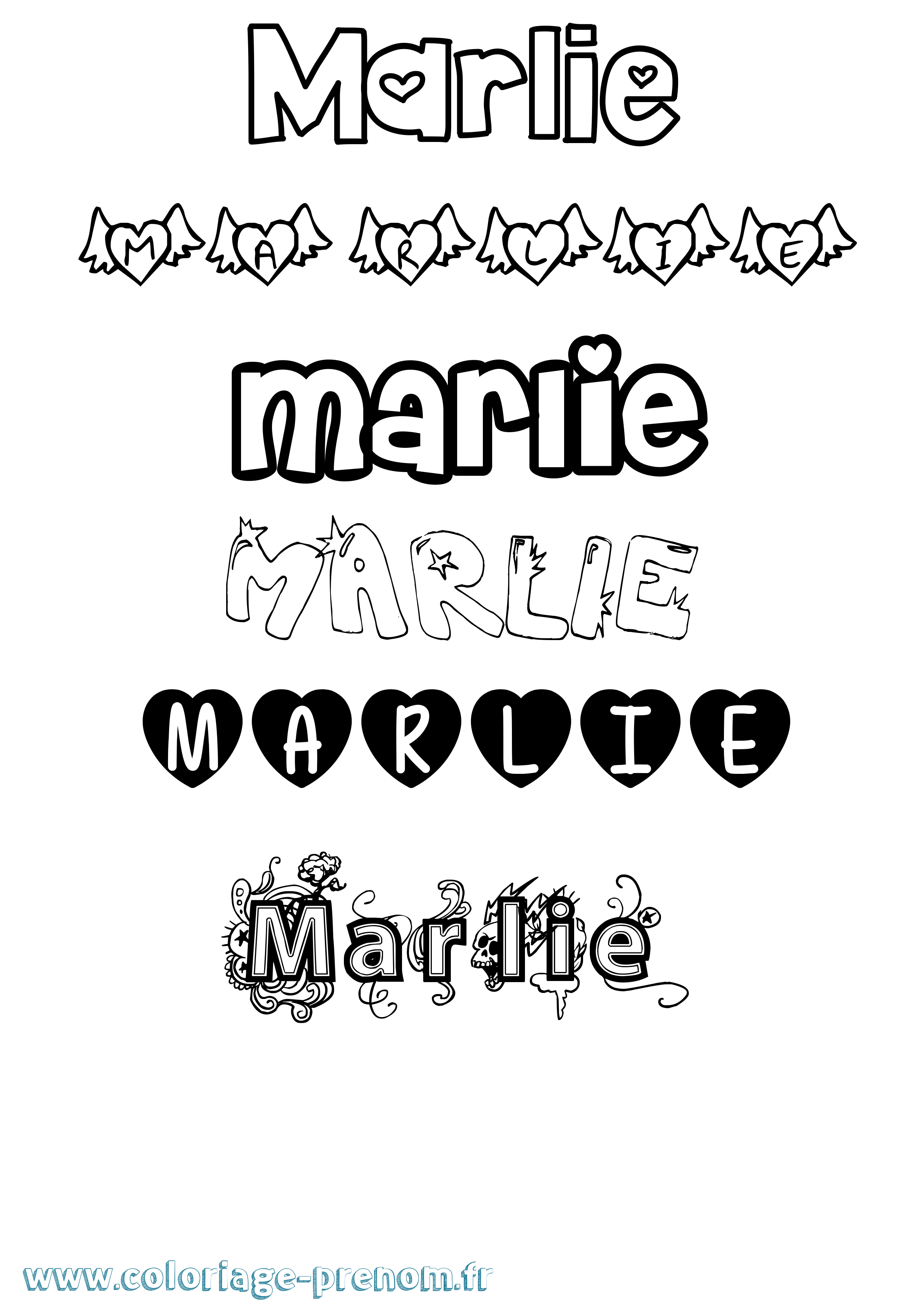 Coloriage Marlie Girly Coloriage prénom Marlie Girly