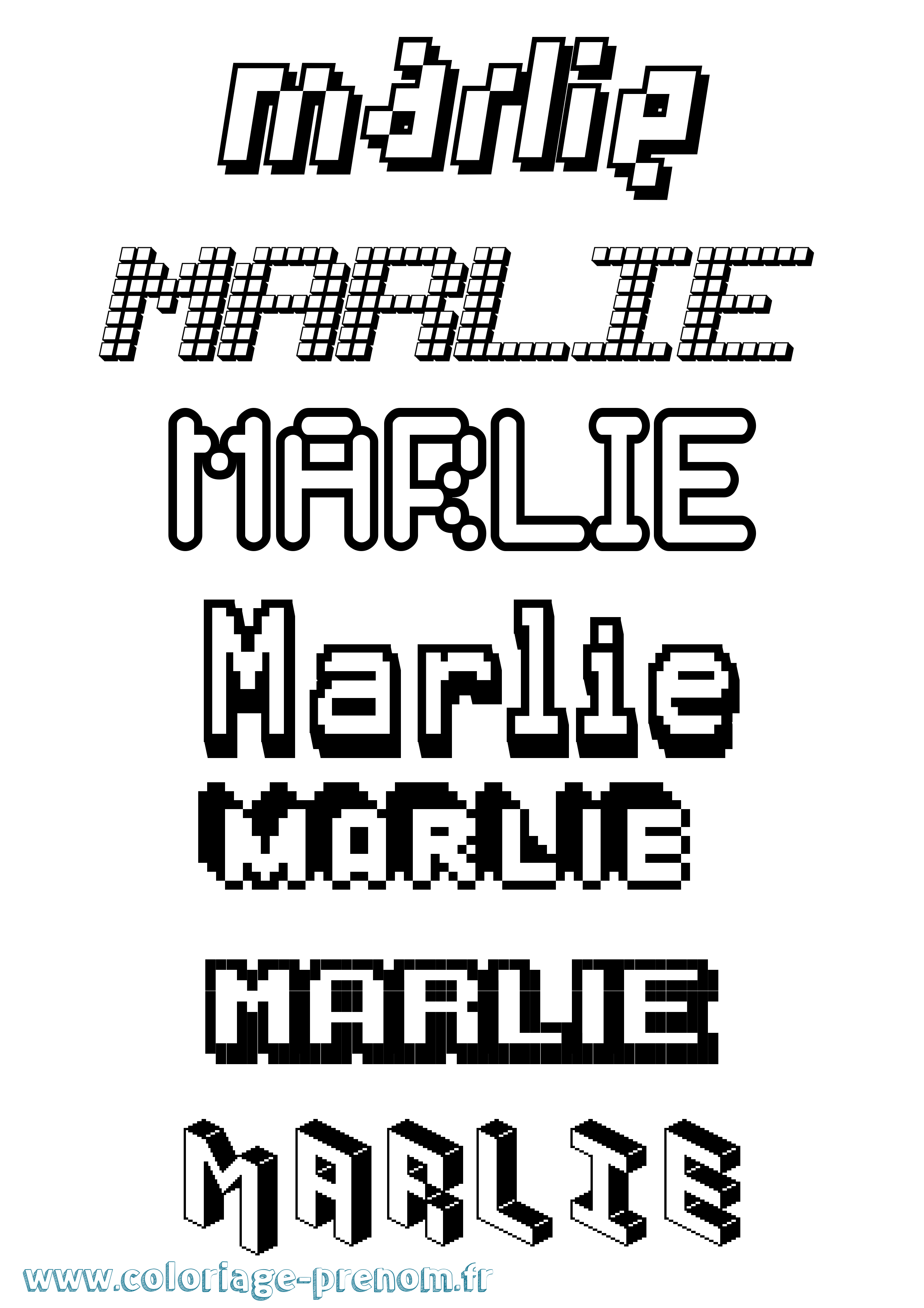 Coloriage Marlie Pixel Coloriage prénom Marlie Pixel