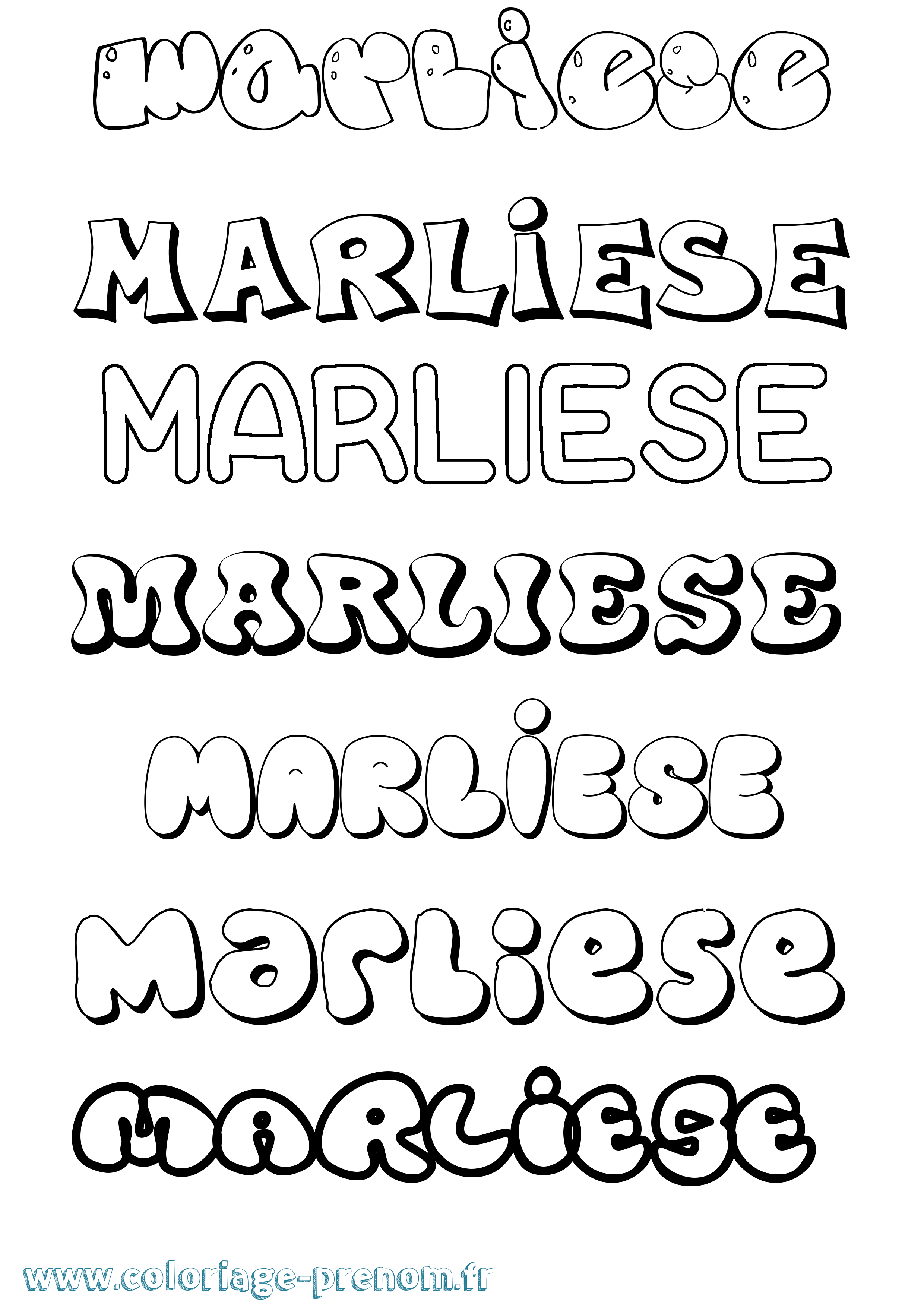 Coloriage Marliese Bubble Coloriage prénom Marliese Bubble