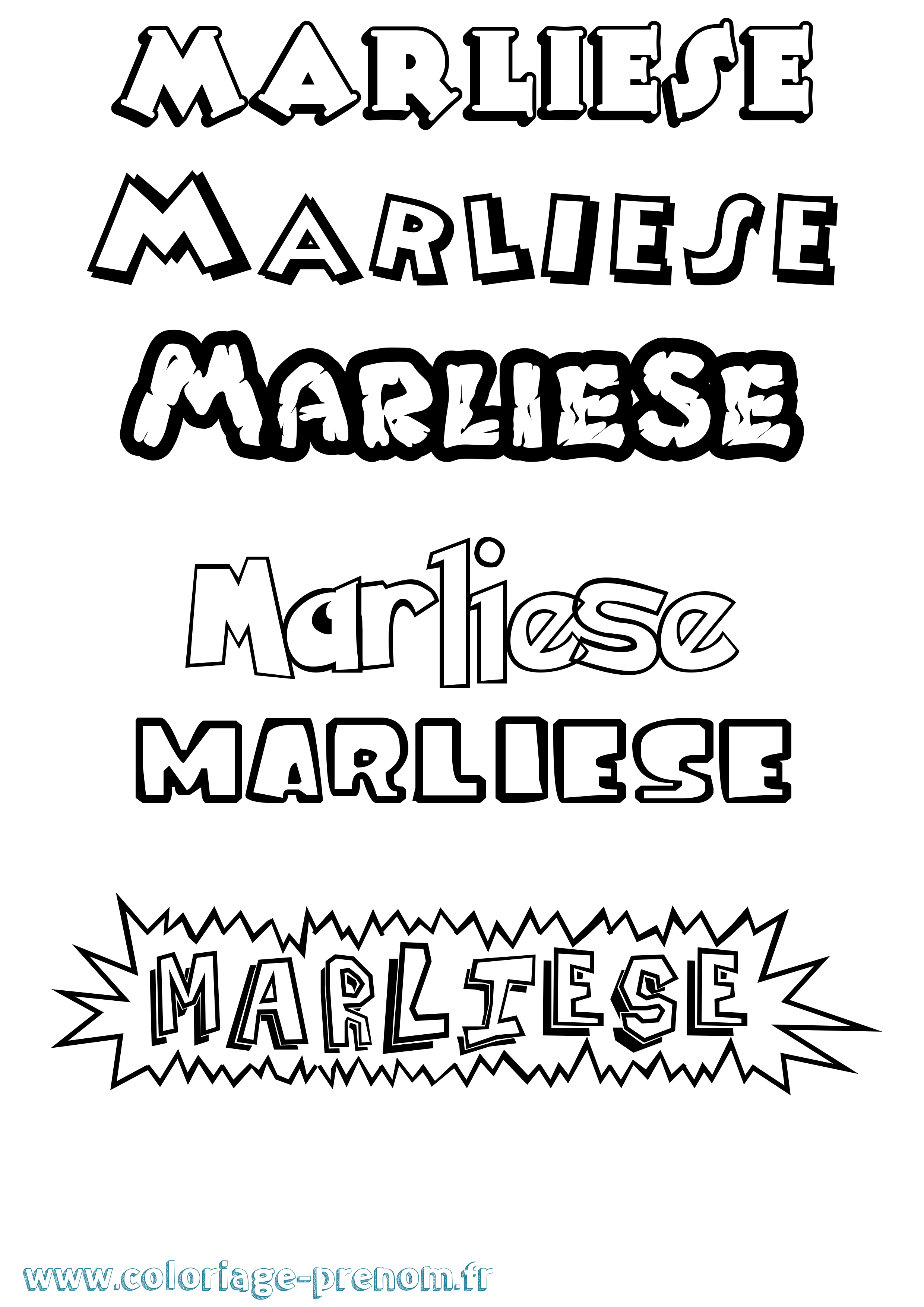 Coloriage Marliese Dessin Animé Coloriage prénom Marliese Dessin Animé