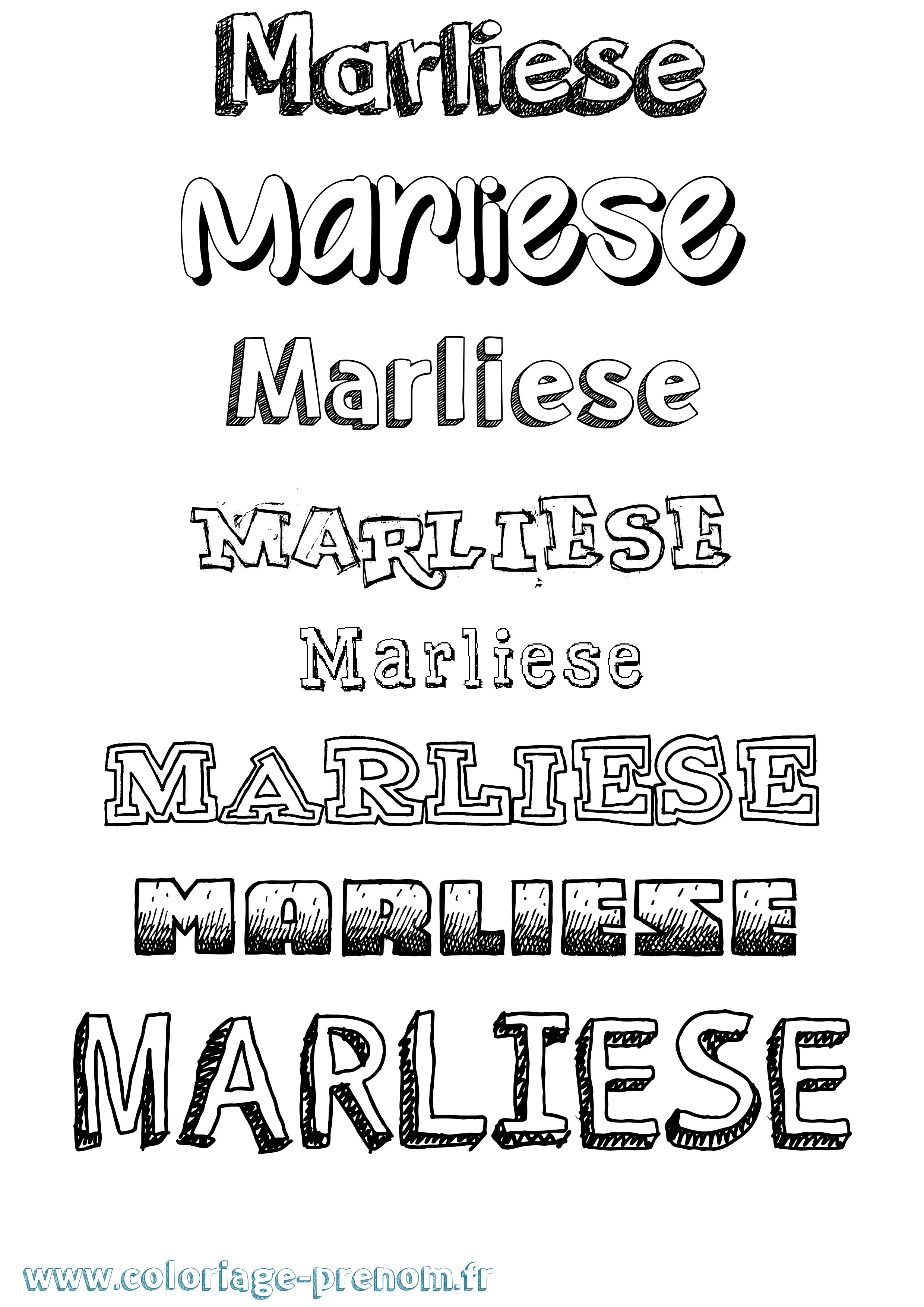 Coloriage Marliese Dessiné Coloriage prénom Marliese Dessiné