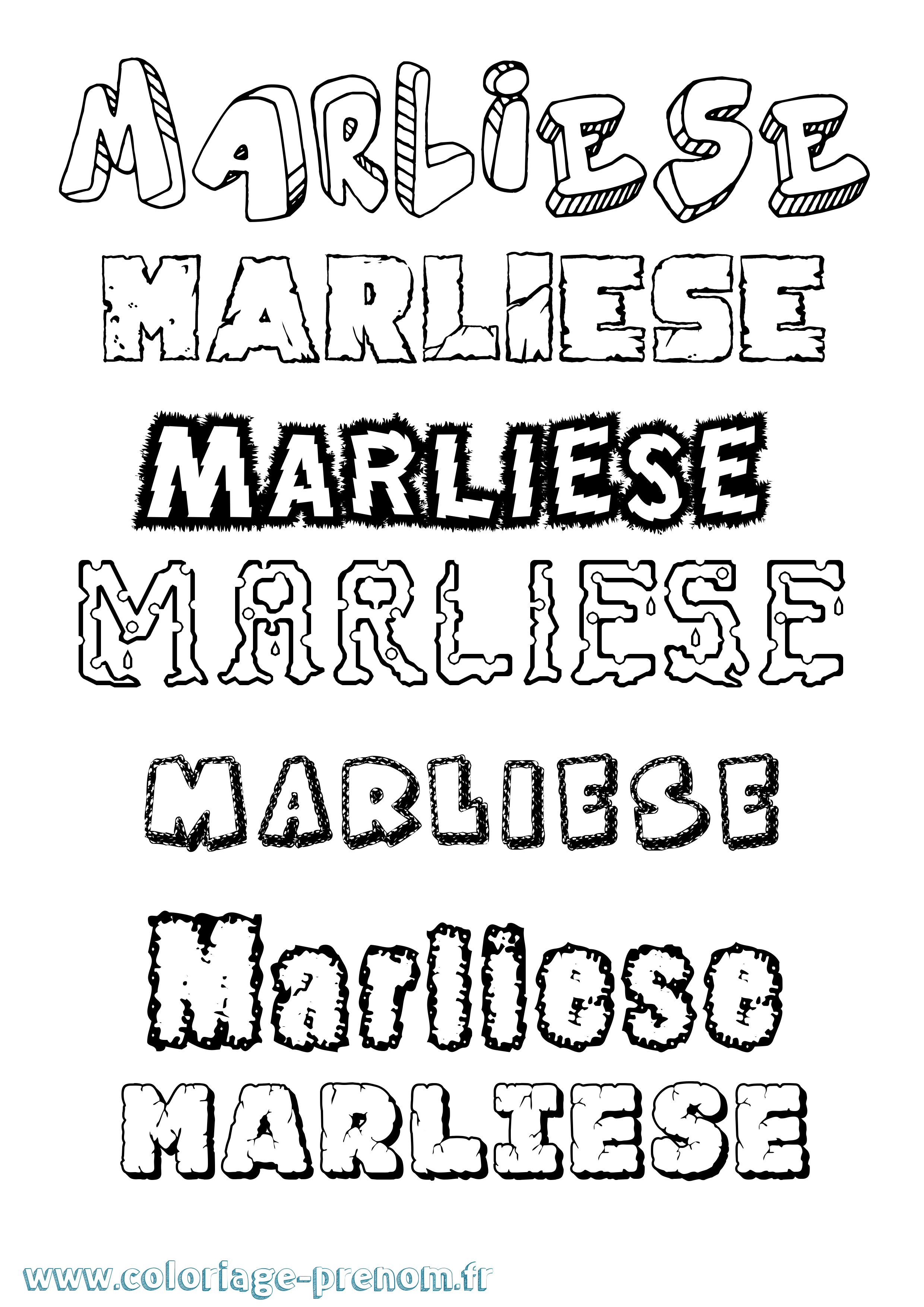 Coloriage Marliese Destructuré Coloriage prénom Marliese Destructuré