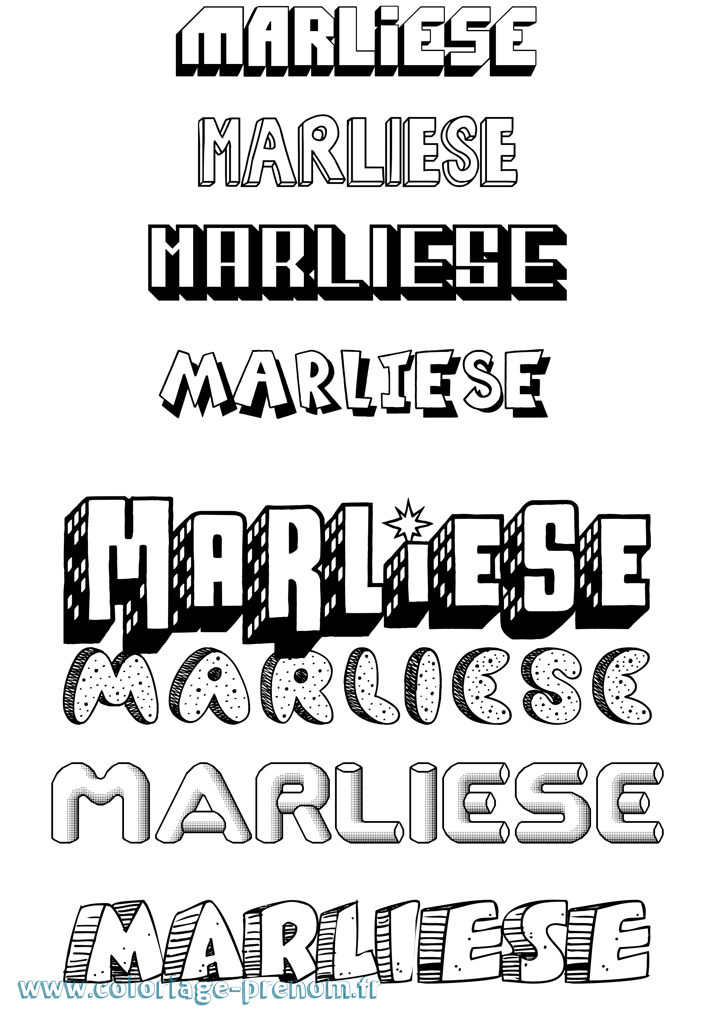 Coloriage Marliese Effet 3D Coloriage prénom Marliese Effet 3D