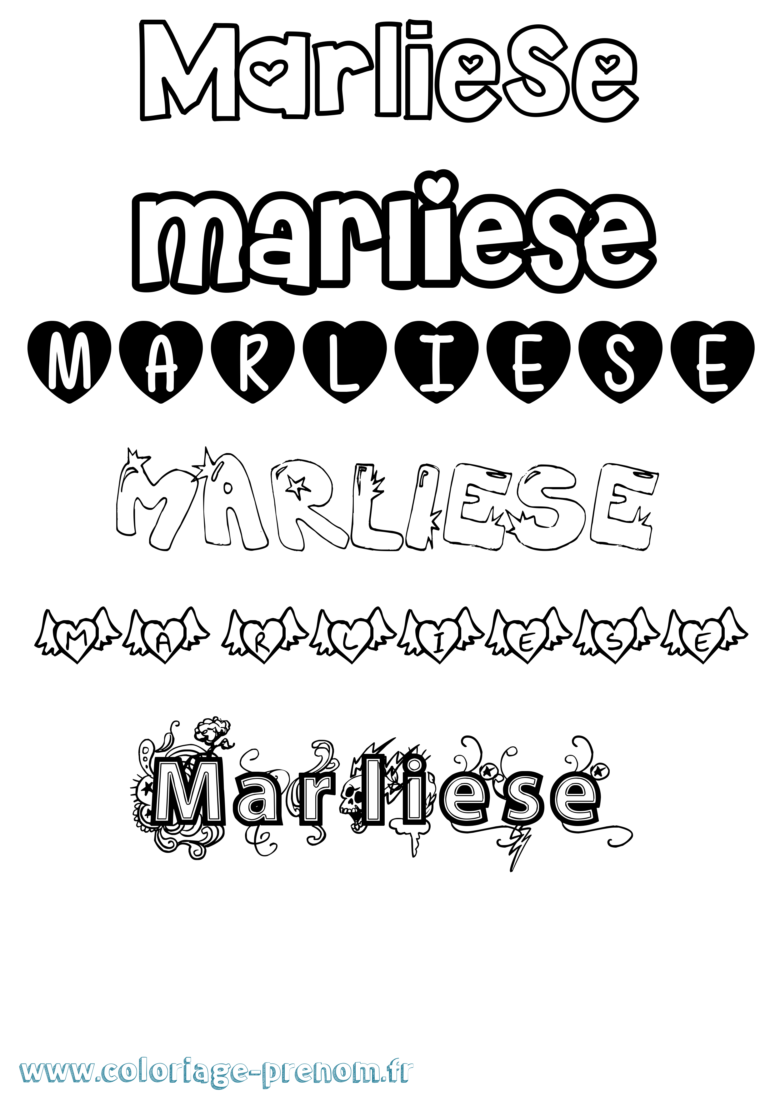 Coloriage Marliese Girly Coloriage prénom Marliese Girly