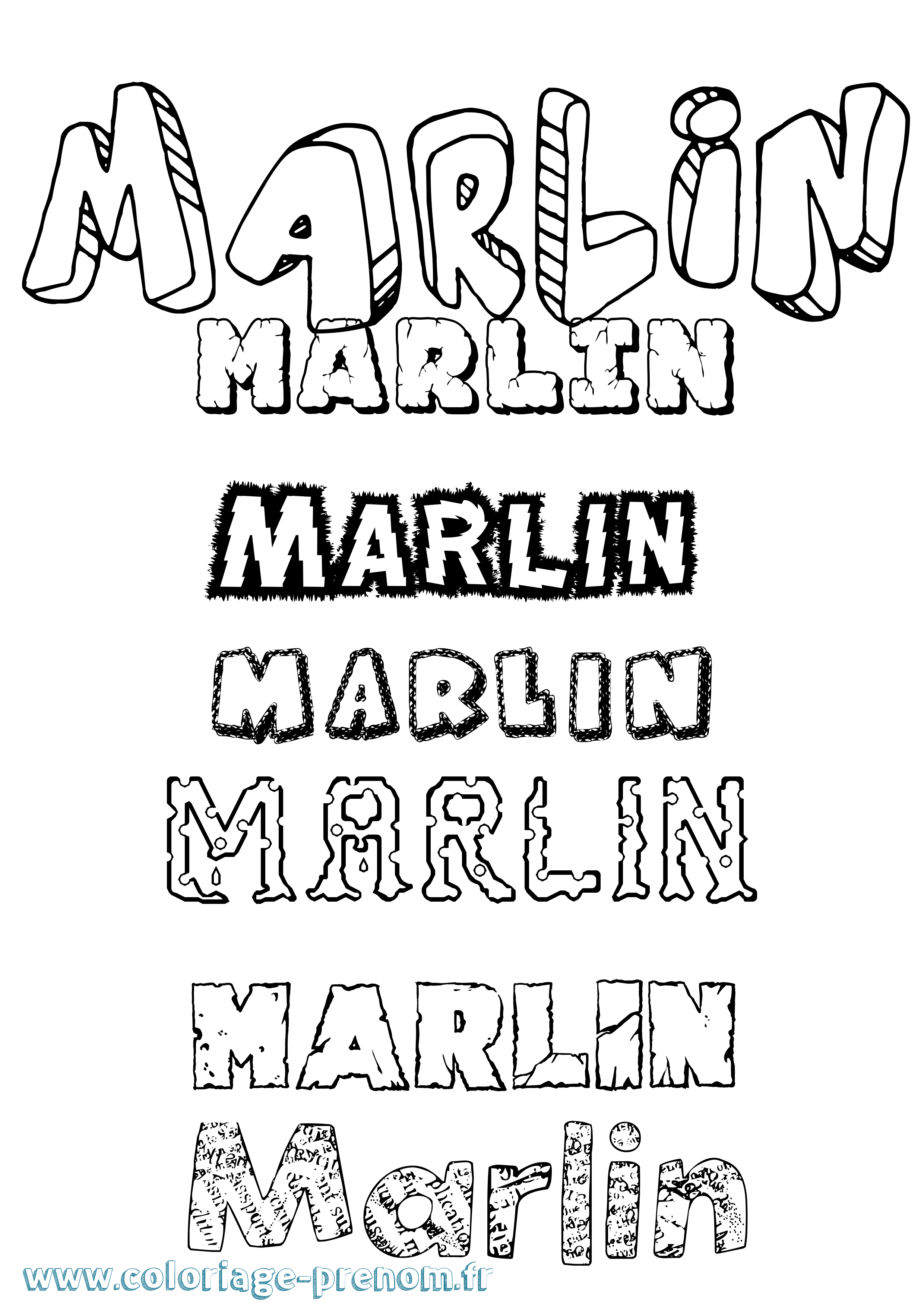 Coloriage Marlin Destructuré Coloriage prénom Marlin Destructuré
