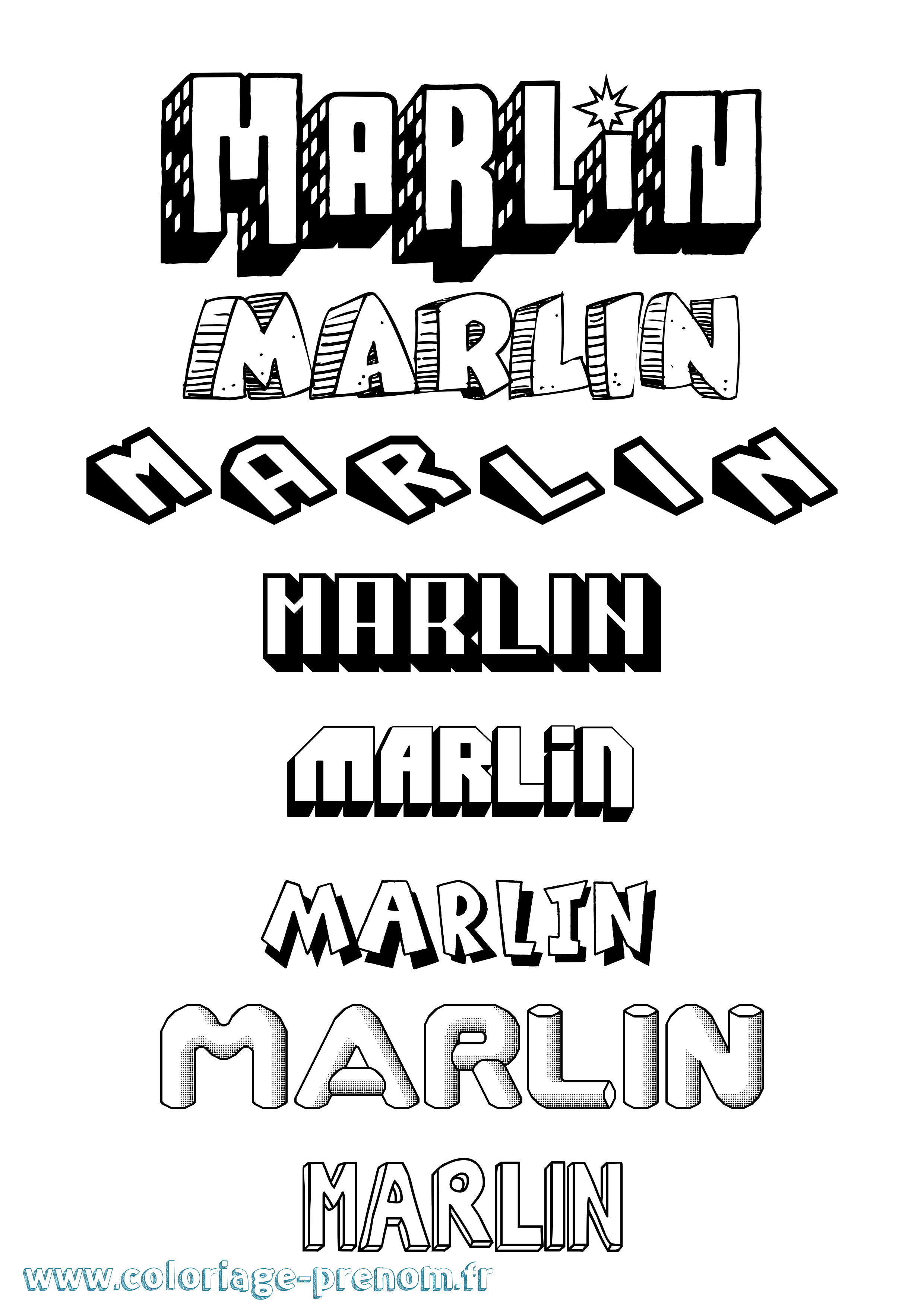 Coloriage Marlin Effet 3D Coloriage prénom Marlin Effet 3D
