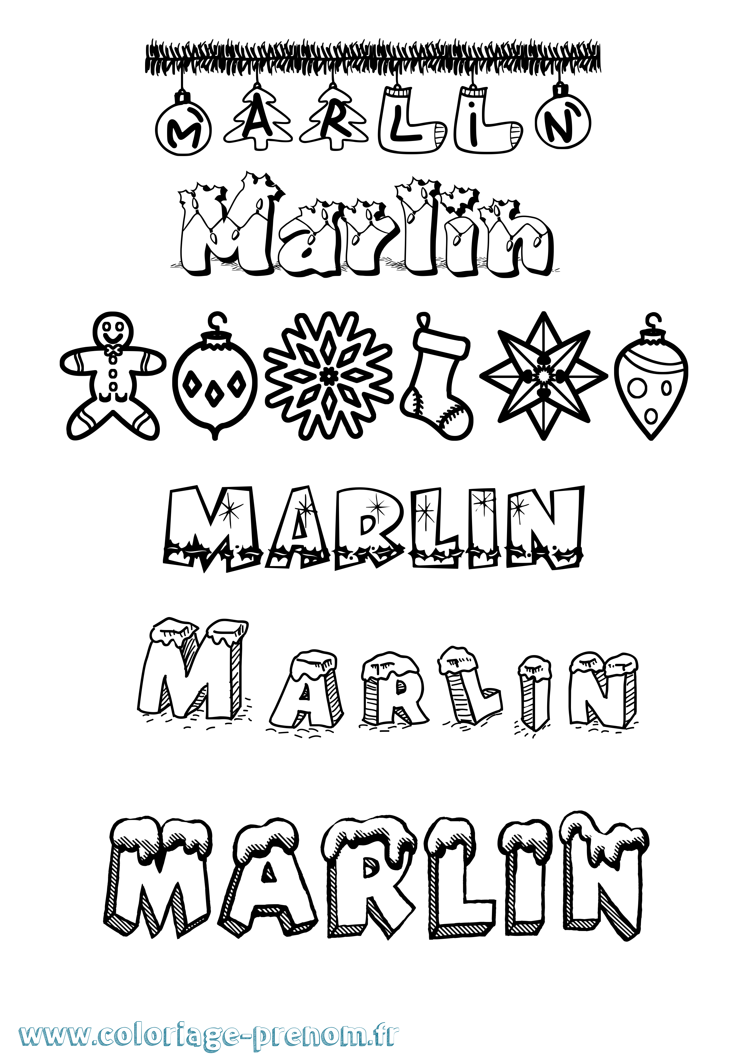 Coloriage Marlin Noël Coloriage prénom Marlin Noël