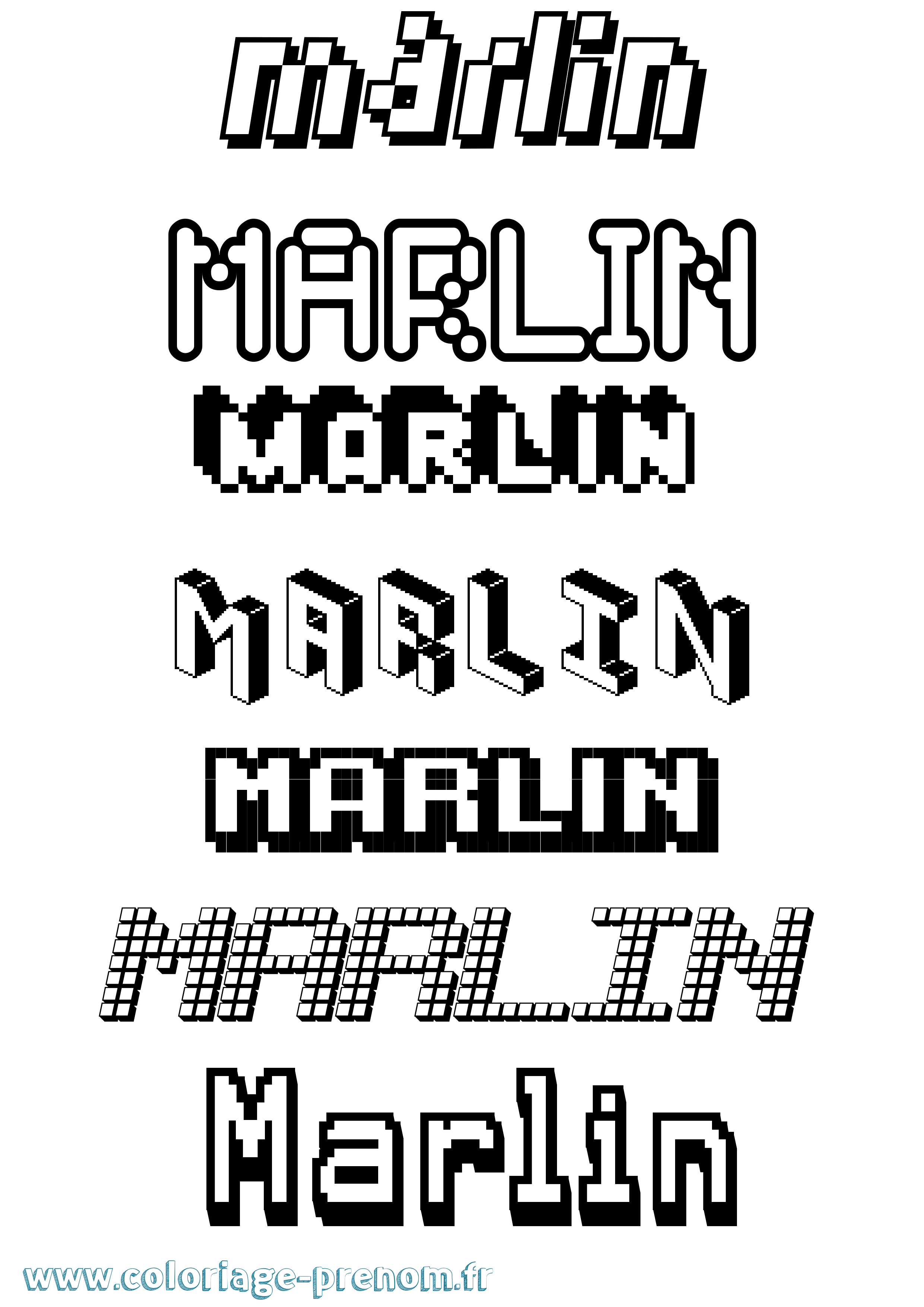 Coloriage Marlin Pixel Coloriage prénom Marlin Pixel
