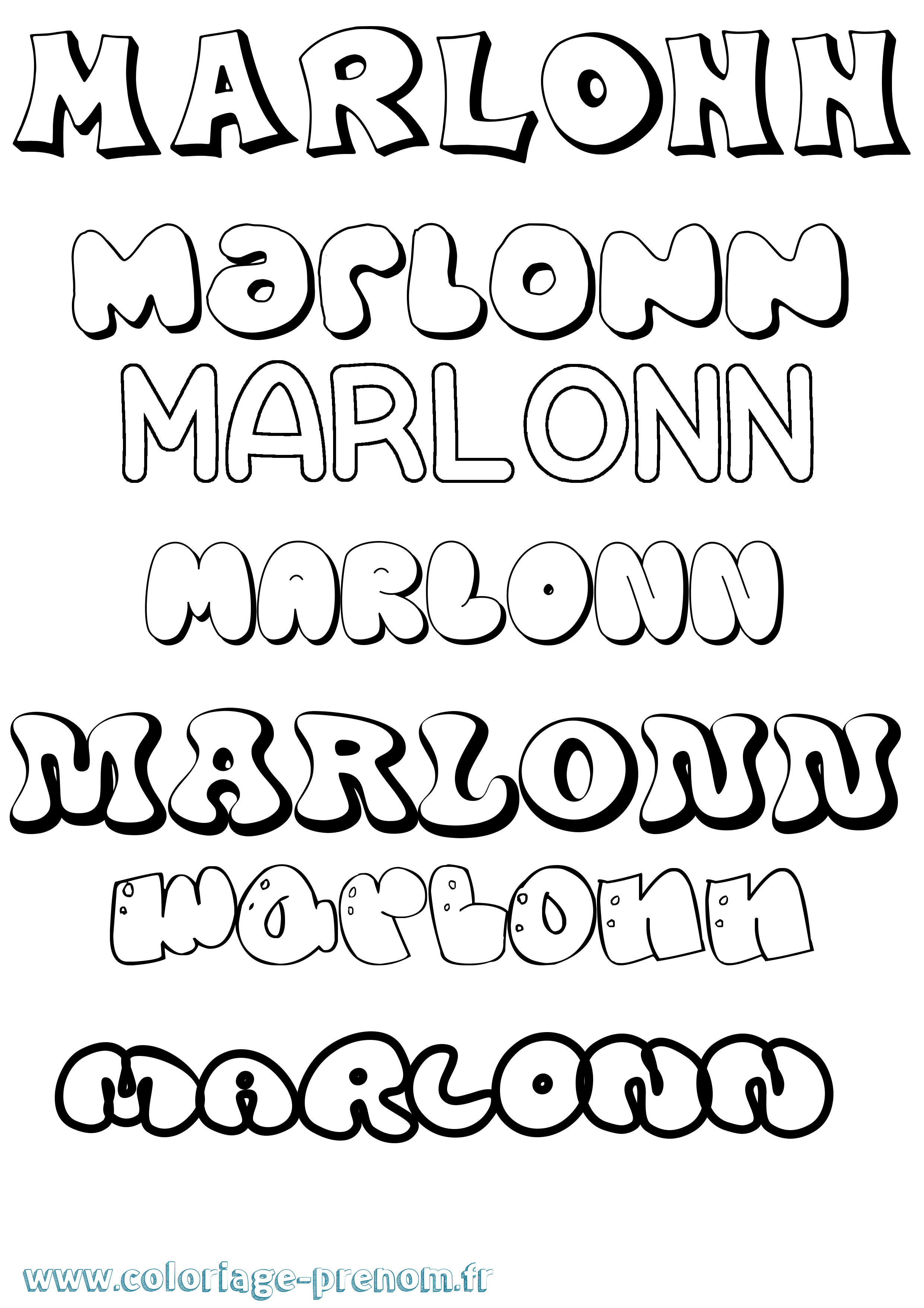 Coloriage Marlonn Bubble Coloriage prénom Marlonn Bubble