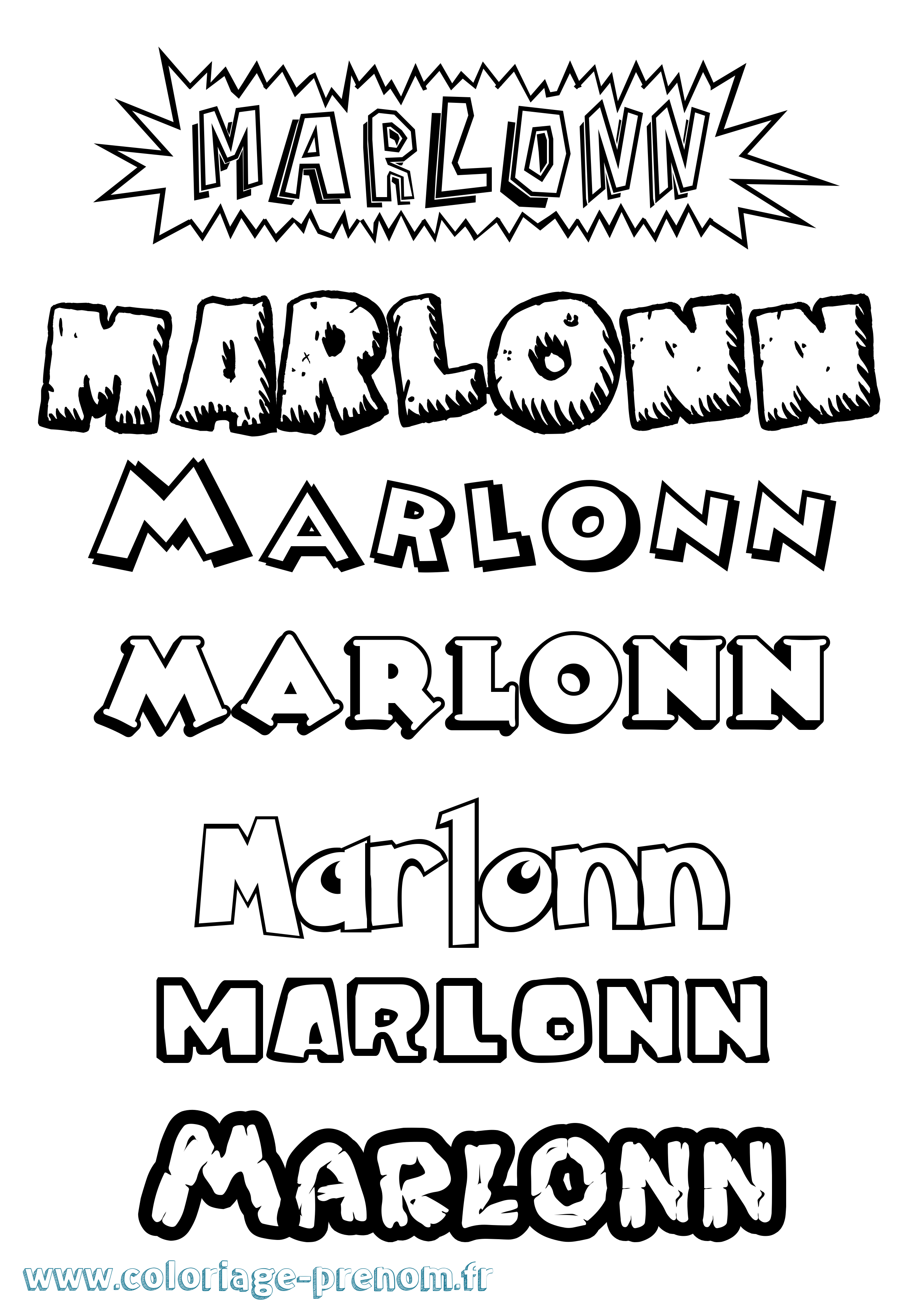 Coloriage Marlonn Dessin Animé Coloriage prénom Marlonn Dessin Animé