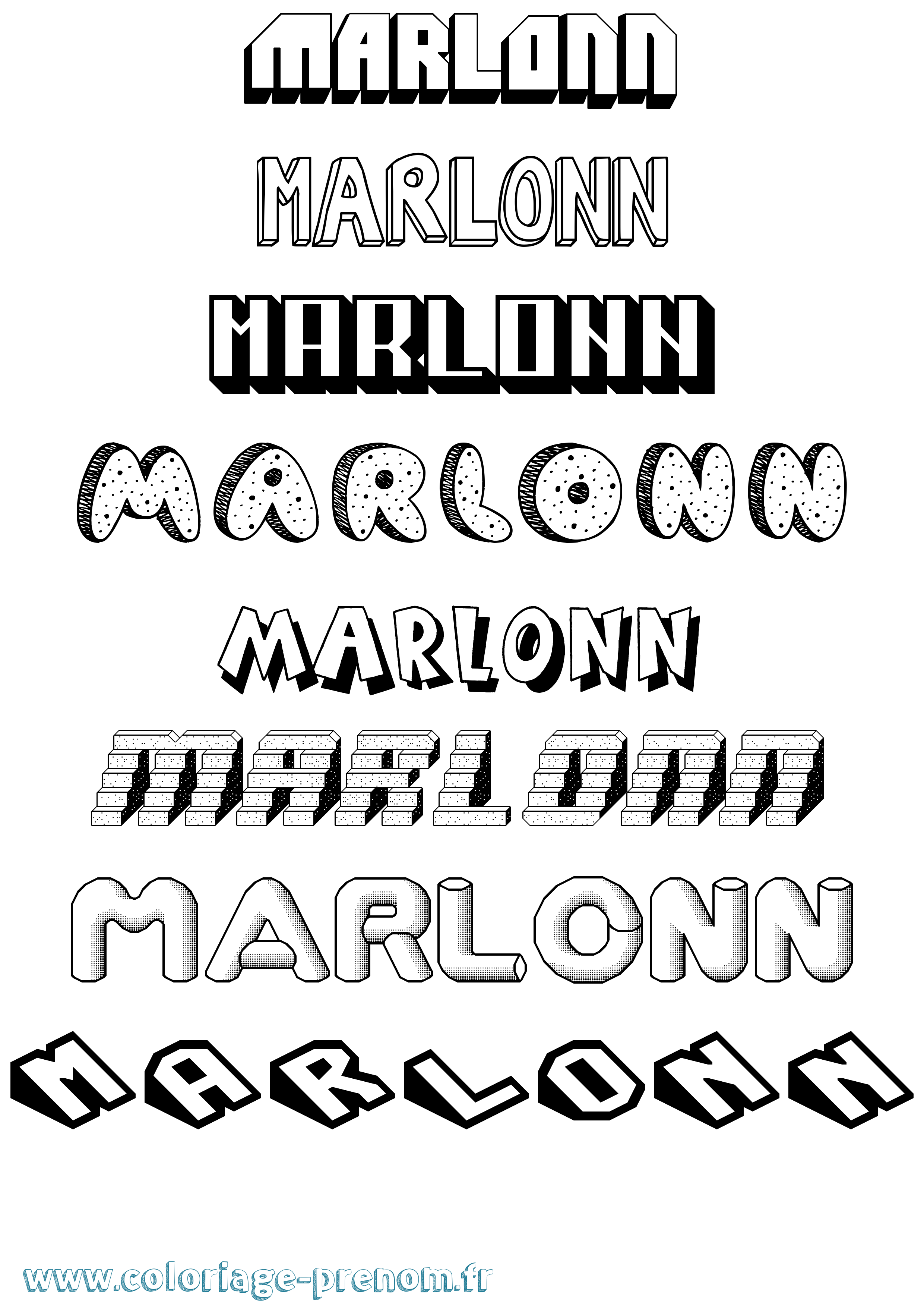 Coloriage Marlonn Effet 3D Coloriage prénom Marlonn Effet 3D